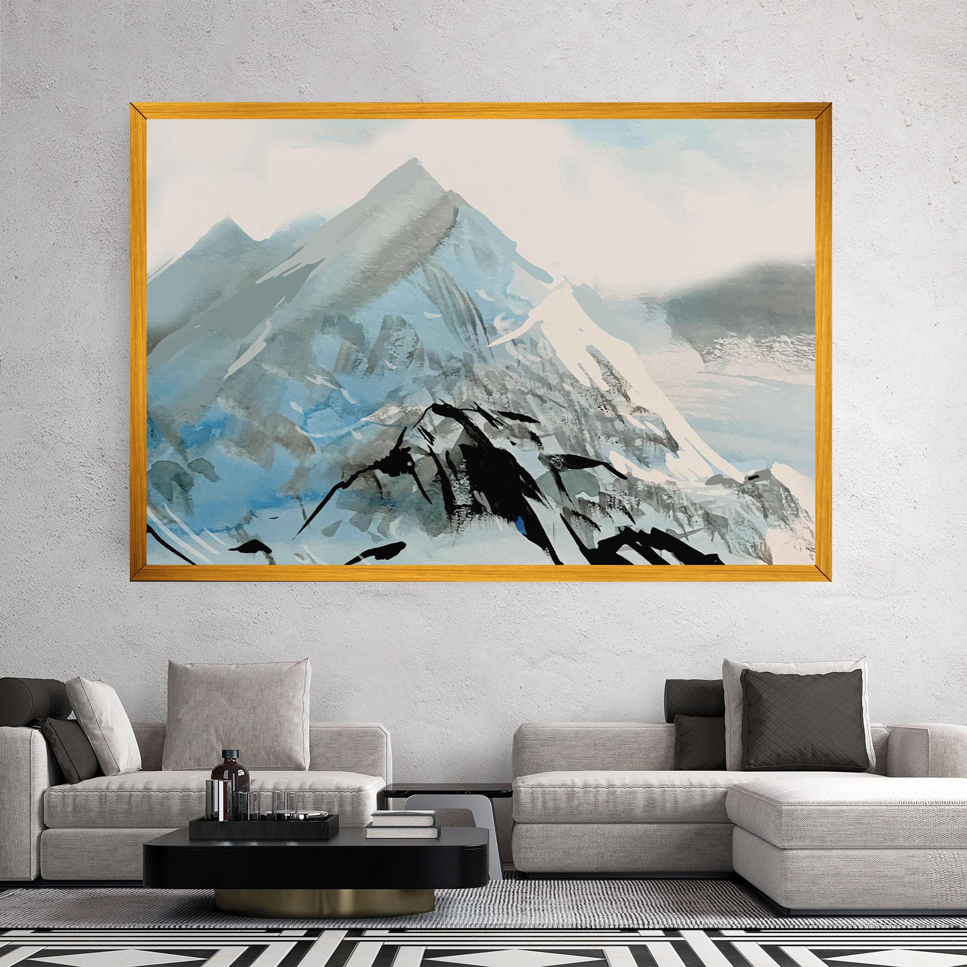 Картина на платно Blue Black Mountain mockup 2