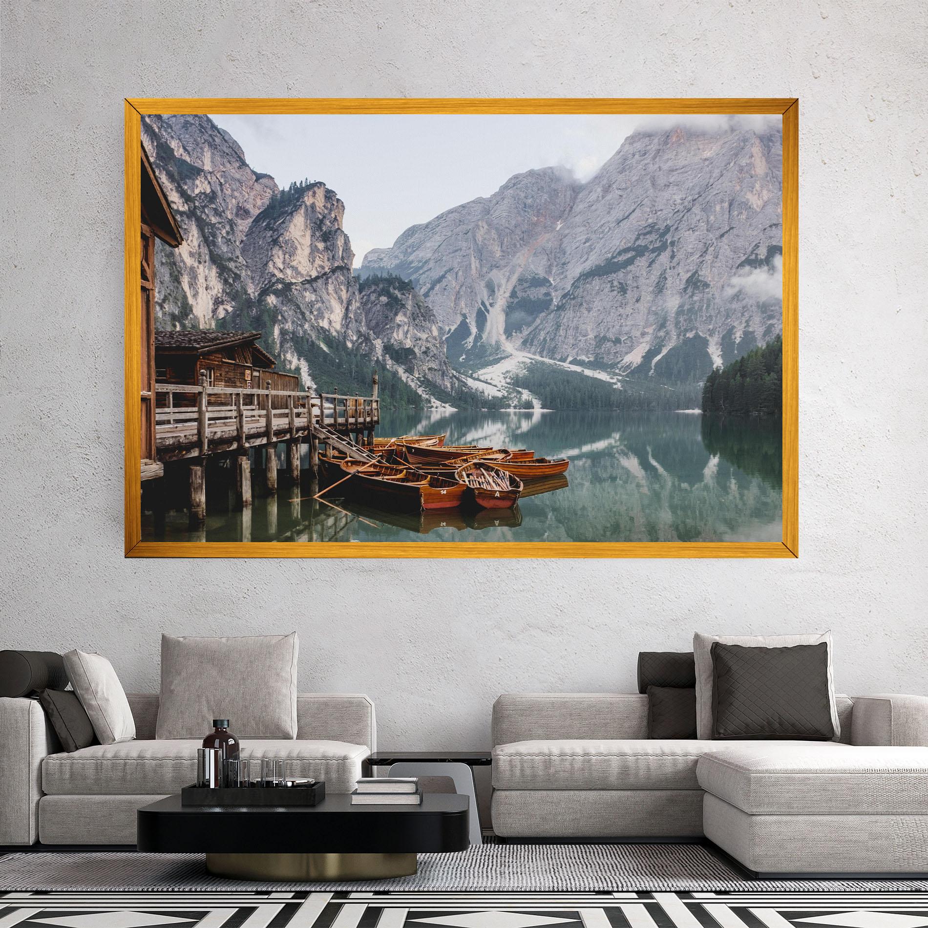 Картина на платно Cabin Lake mockup 2