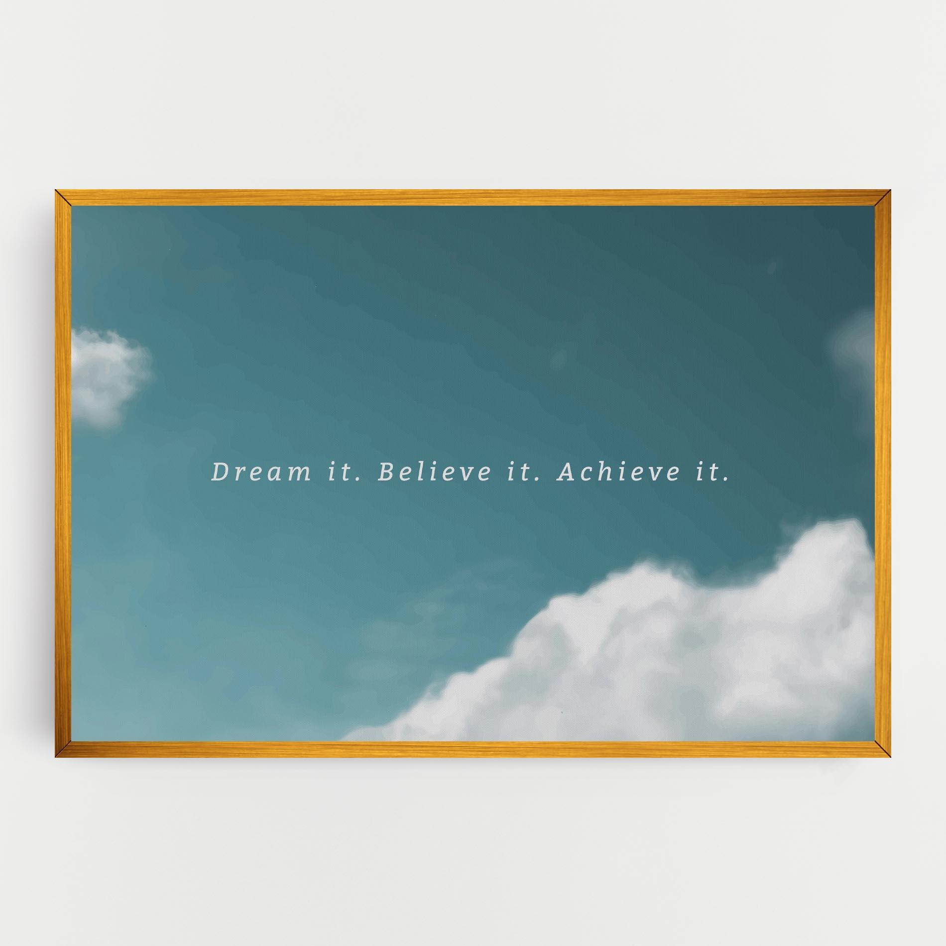 Картина на платно Clouds Text Green mockup 0