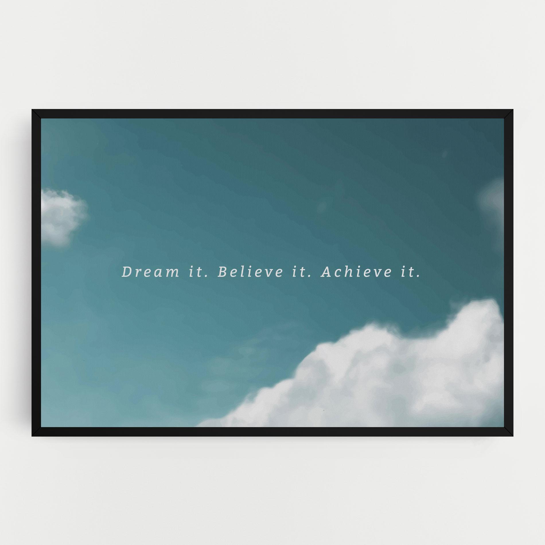 Картина на платно Clouds Text Green mockup 0