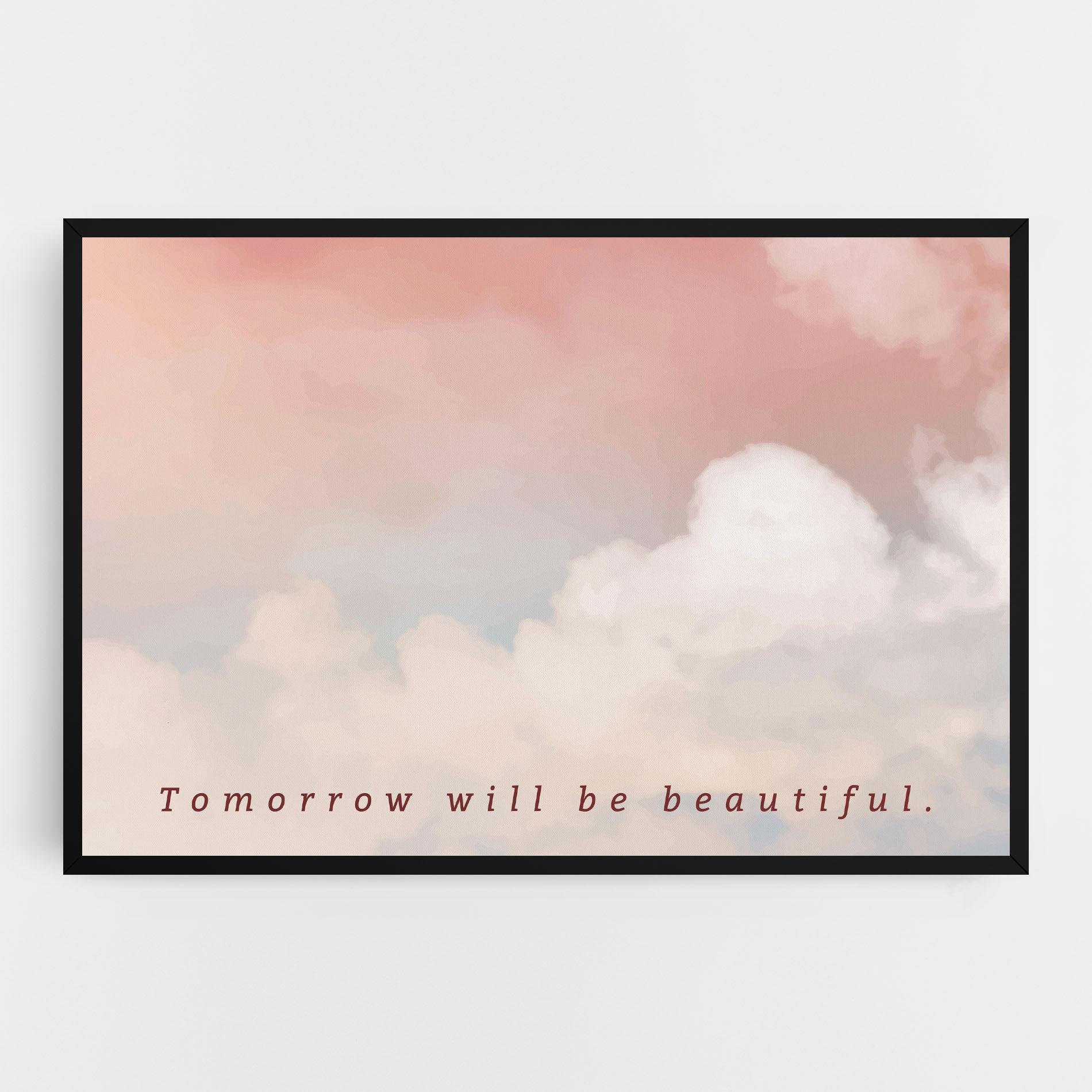 Картина на платно Clouds Text Pink Blue mockup 0