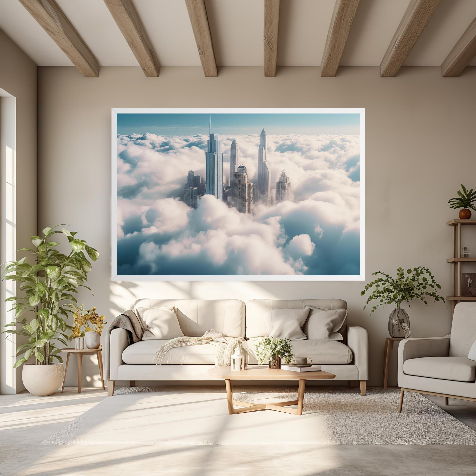 Картина на платно City Above Clouds mockup 6