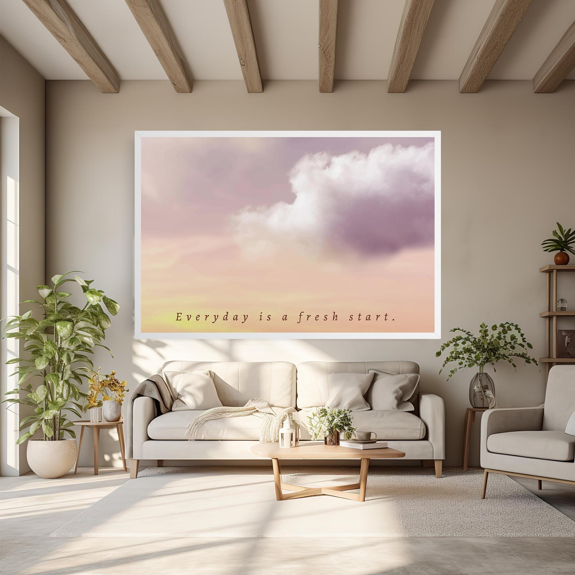 Картина на платно Clouds Text Cream mockup 6