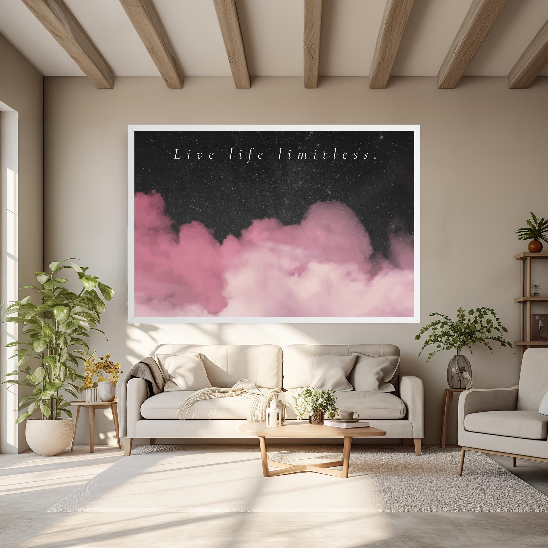 Картина на платно Clouds Text Pink mockup 6