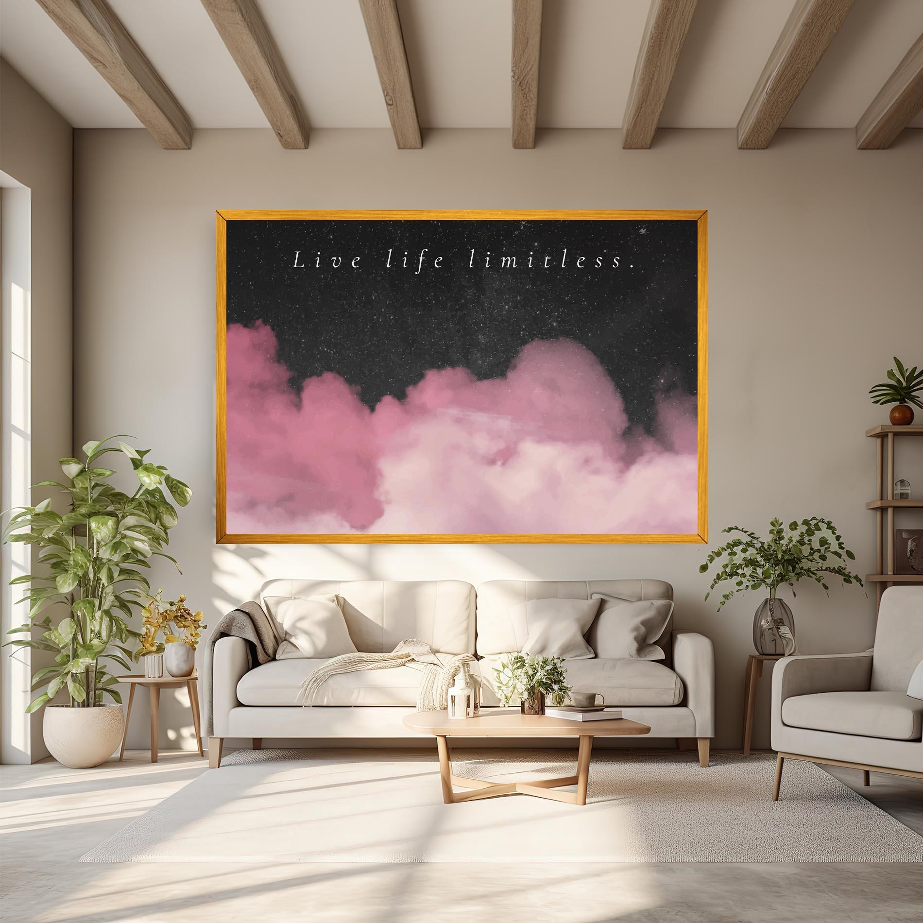 Картина на платно Clouds Text Pink mockup 6