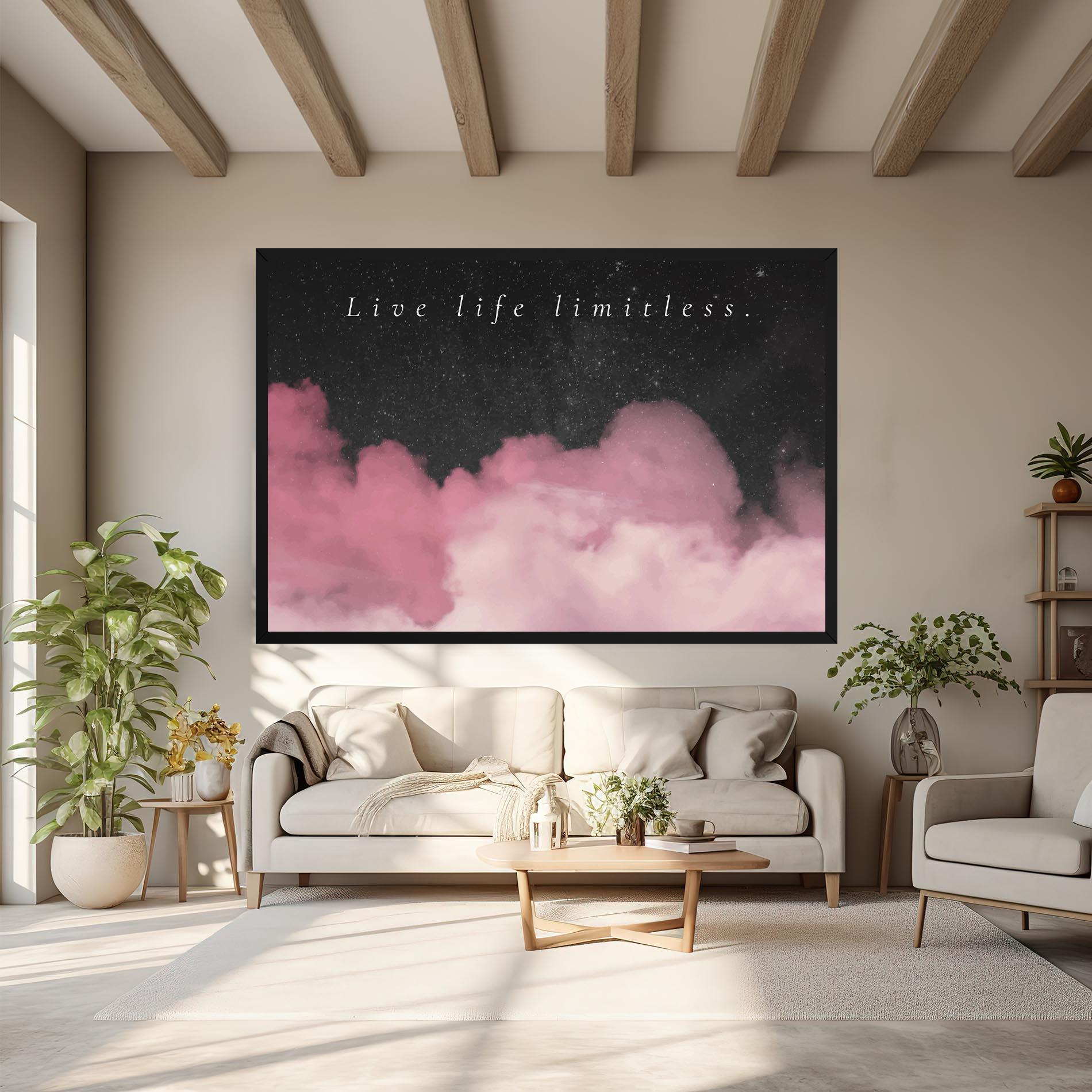 Картина на платно Clouds Text Pink mockup 6