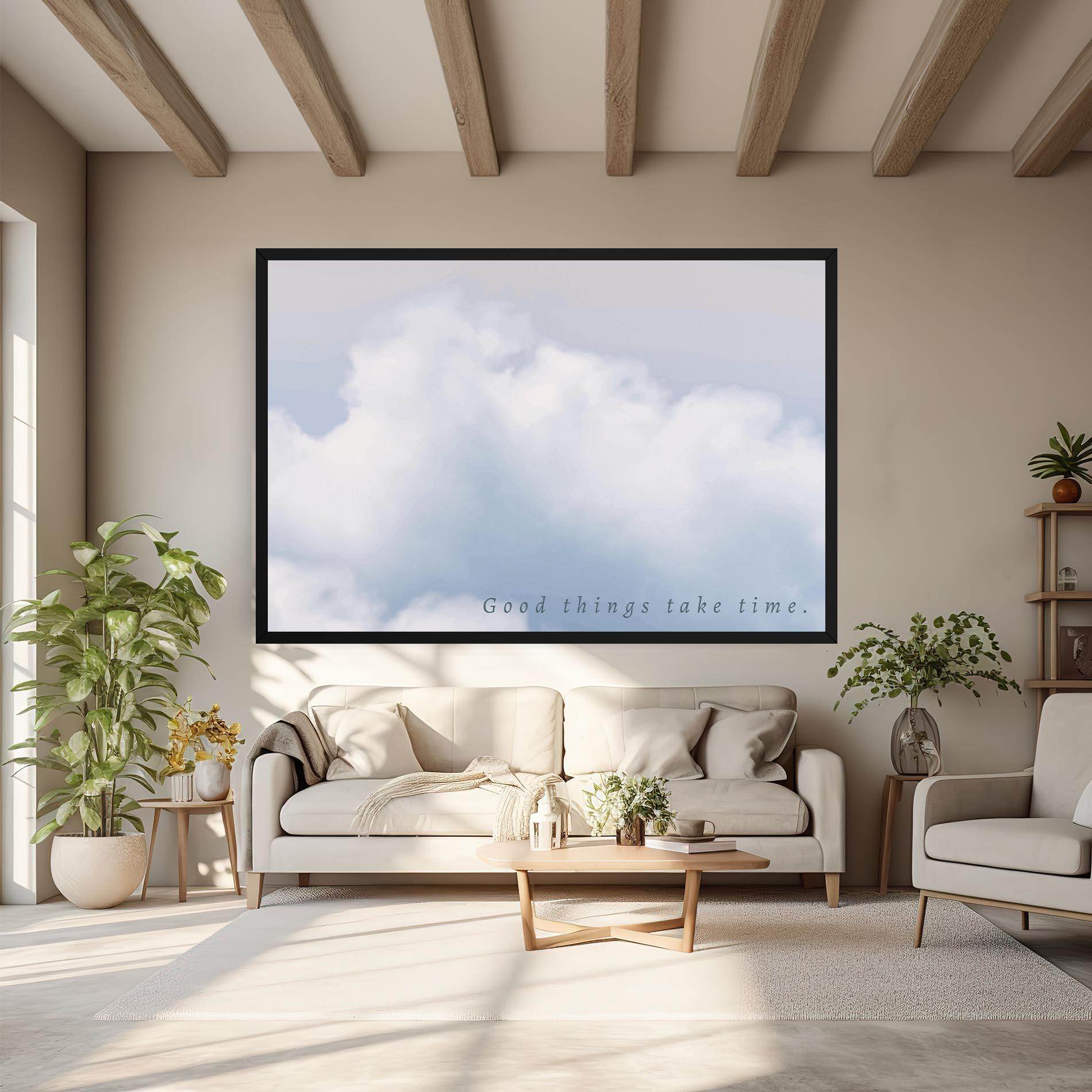 Картина на платно Clouds Text White mockup 6