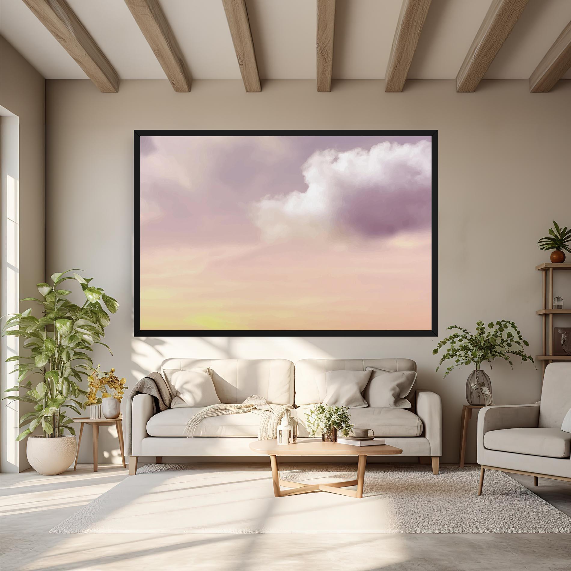 Картина на платно Clouds Watercolor Cream mockup 6