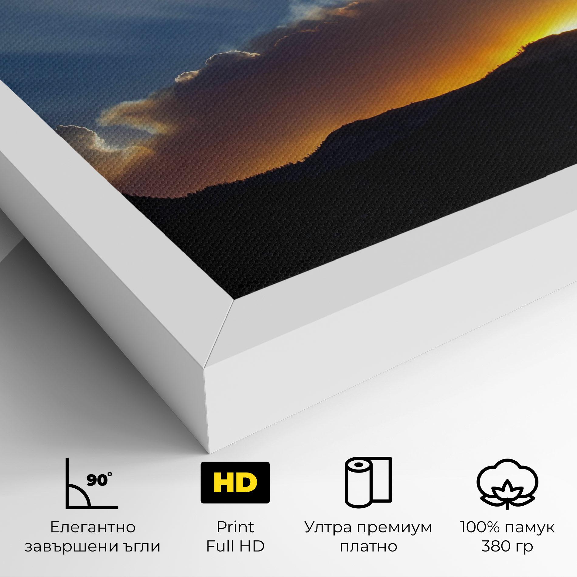 Картина на платно Mountain Silhouette Sunrise mockup 4