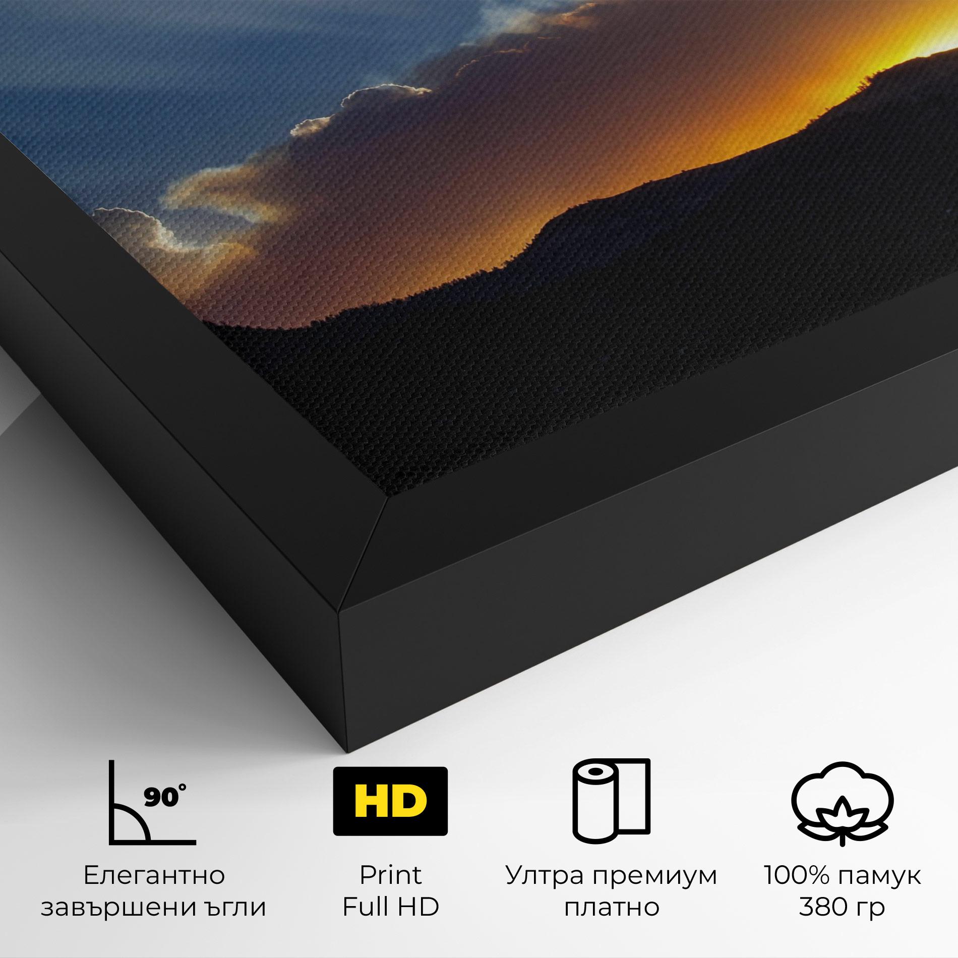 Картина на платно Mountain Silhouette Sunrise mockup 4
