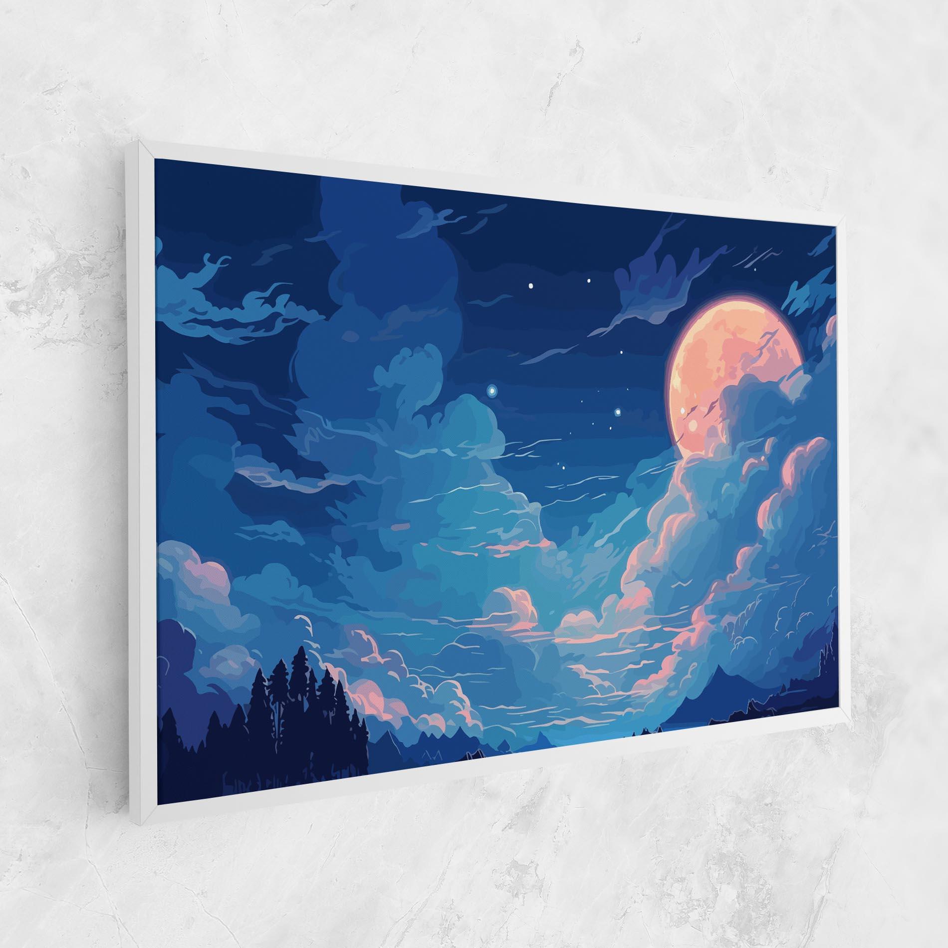 Картина на платно Blue Cloud Moon mockup 1