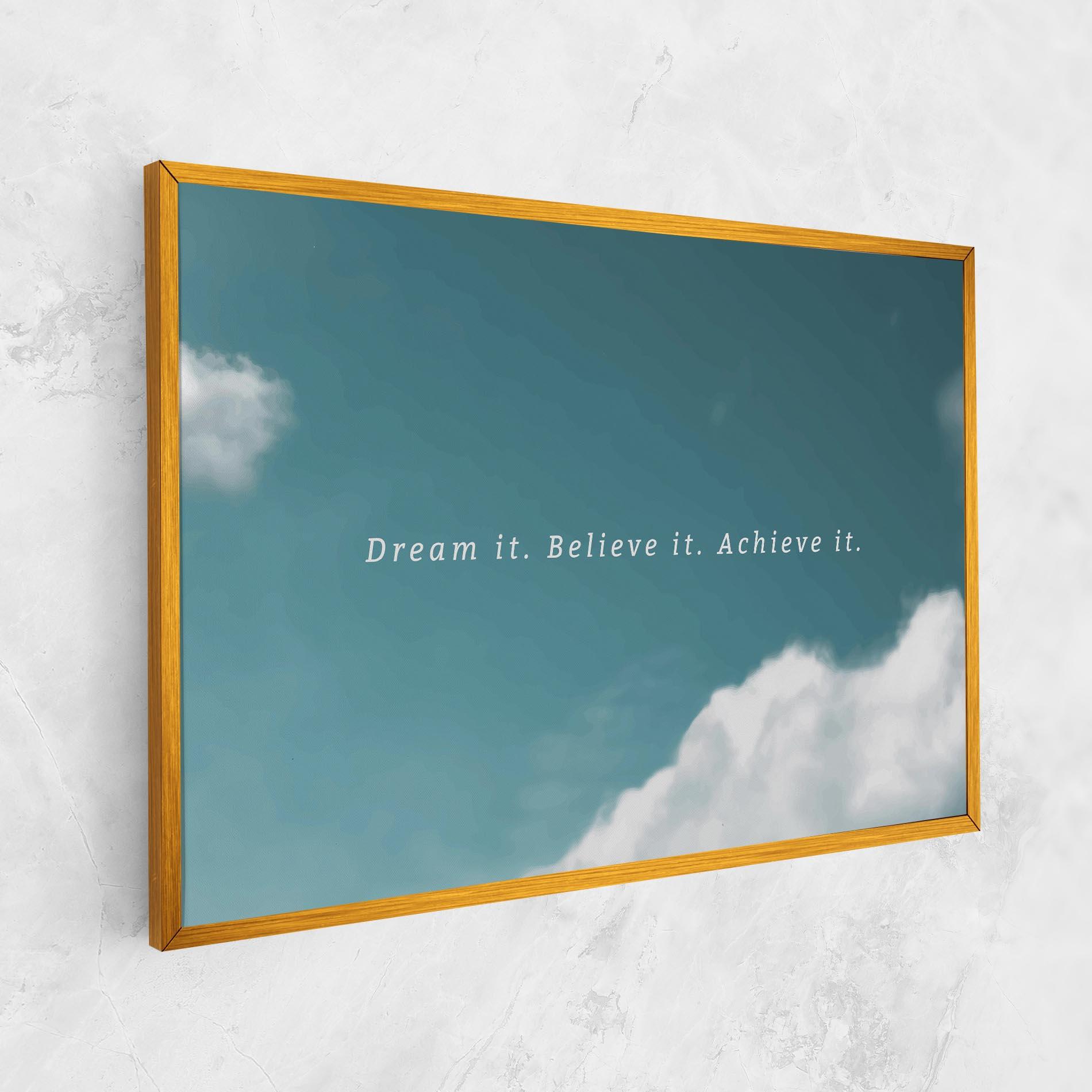 Картина на платно Clouds Text Green mockup 1