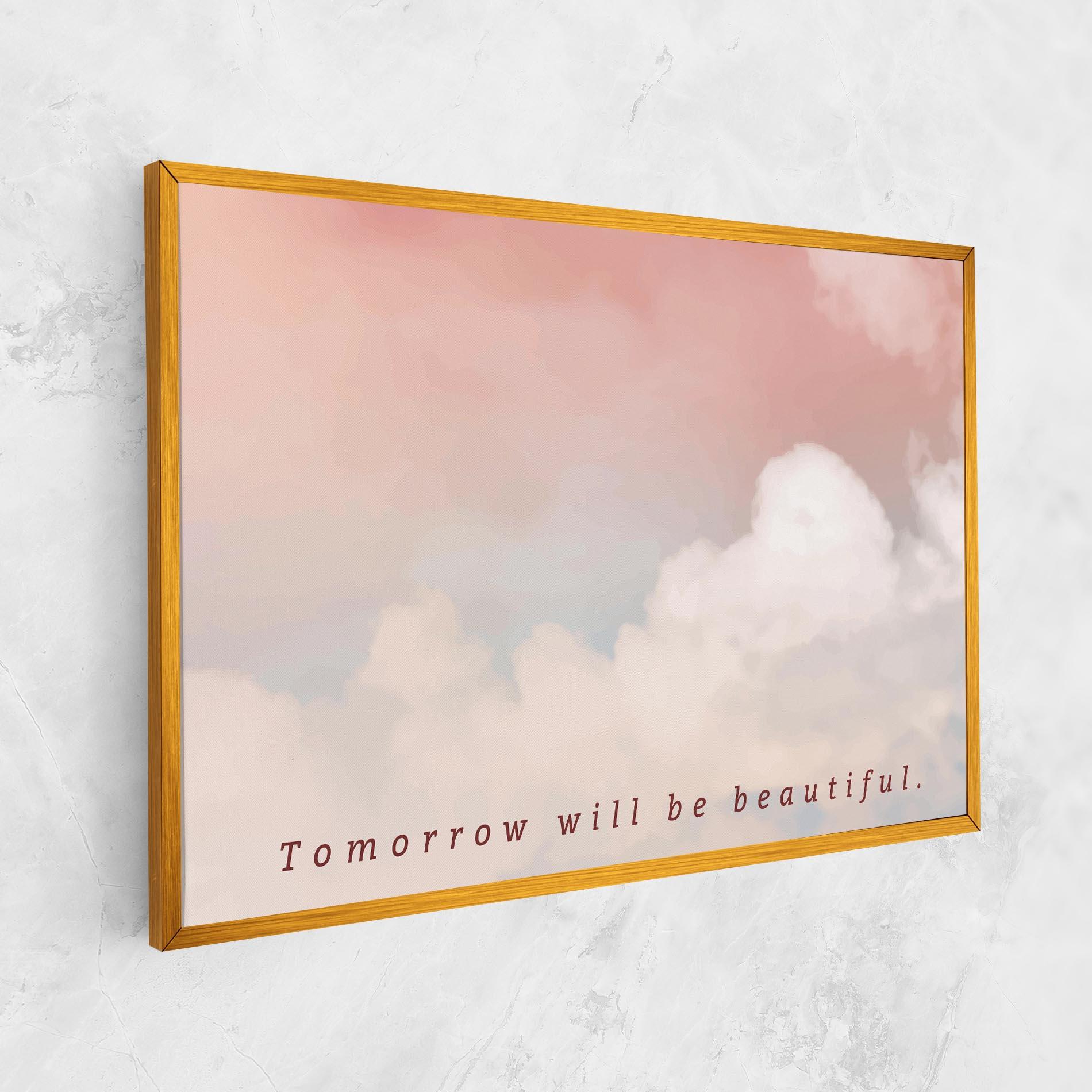 Картина на платно Clouds Text Pink Blue mockup 1