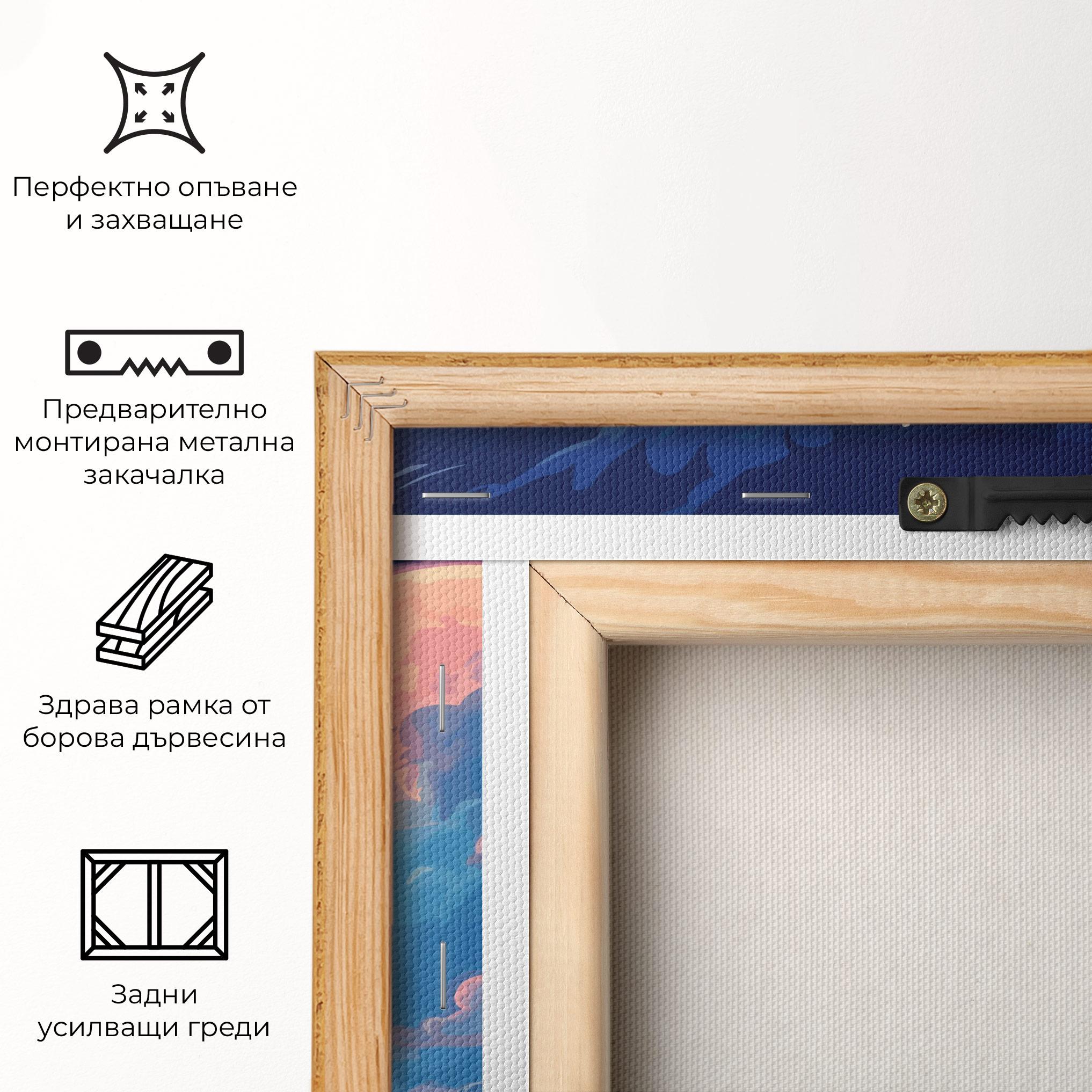 Картина на платно Blue Cloud Moon mockup 5