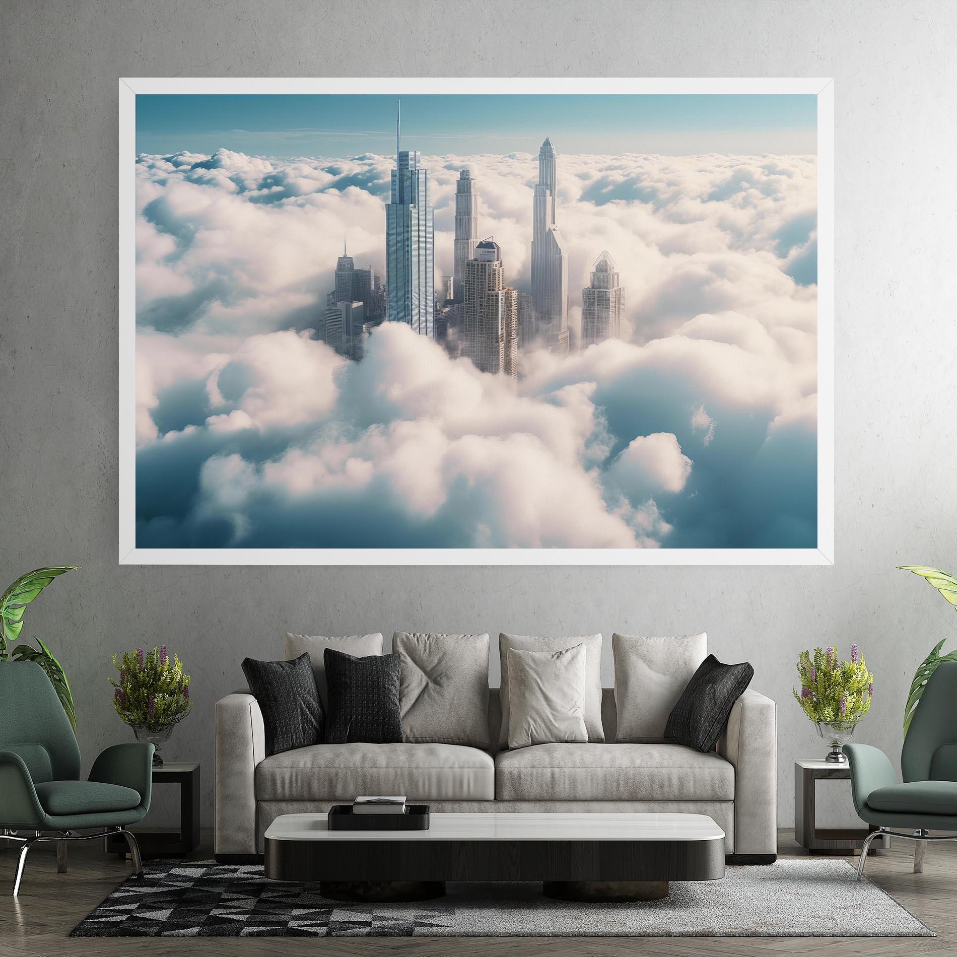 Картина на платно City Above Clouds mockup 7