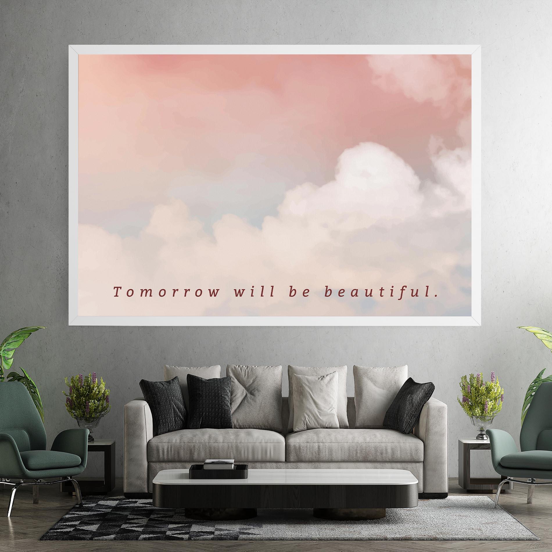 Картина на платно Clouds Text Pink Blue mockup 7