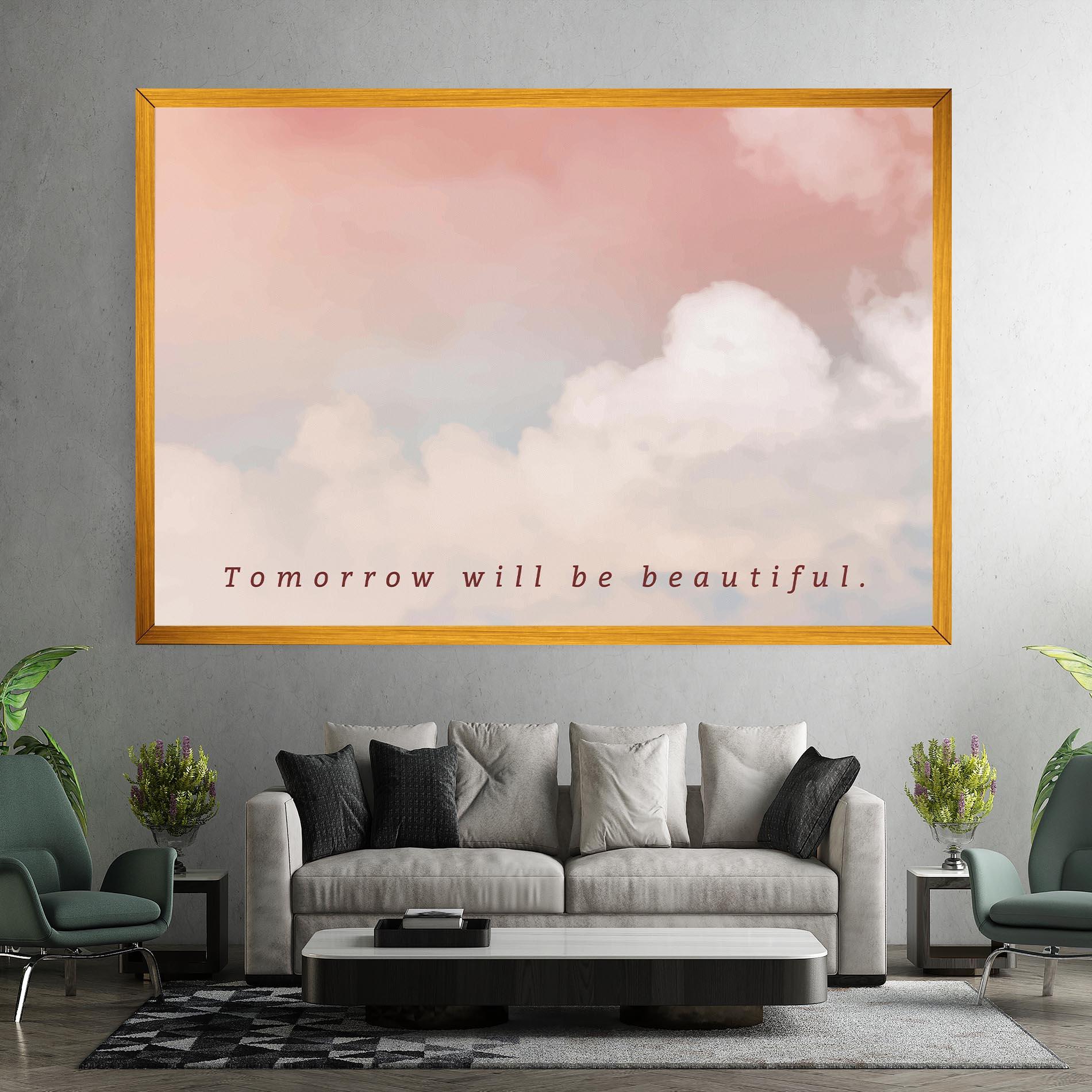 Картина на платно Clouds Text Pink Blue mockup 7