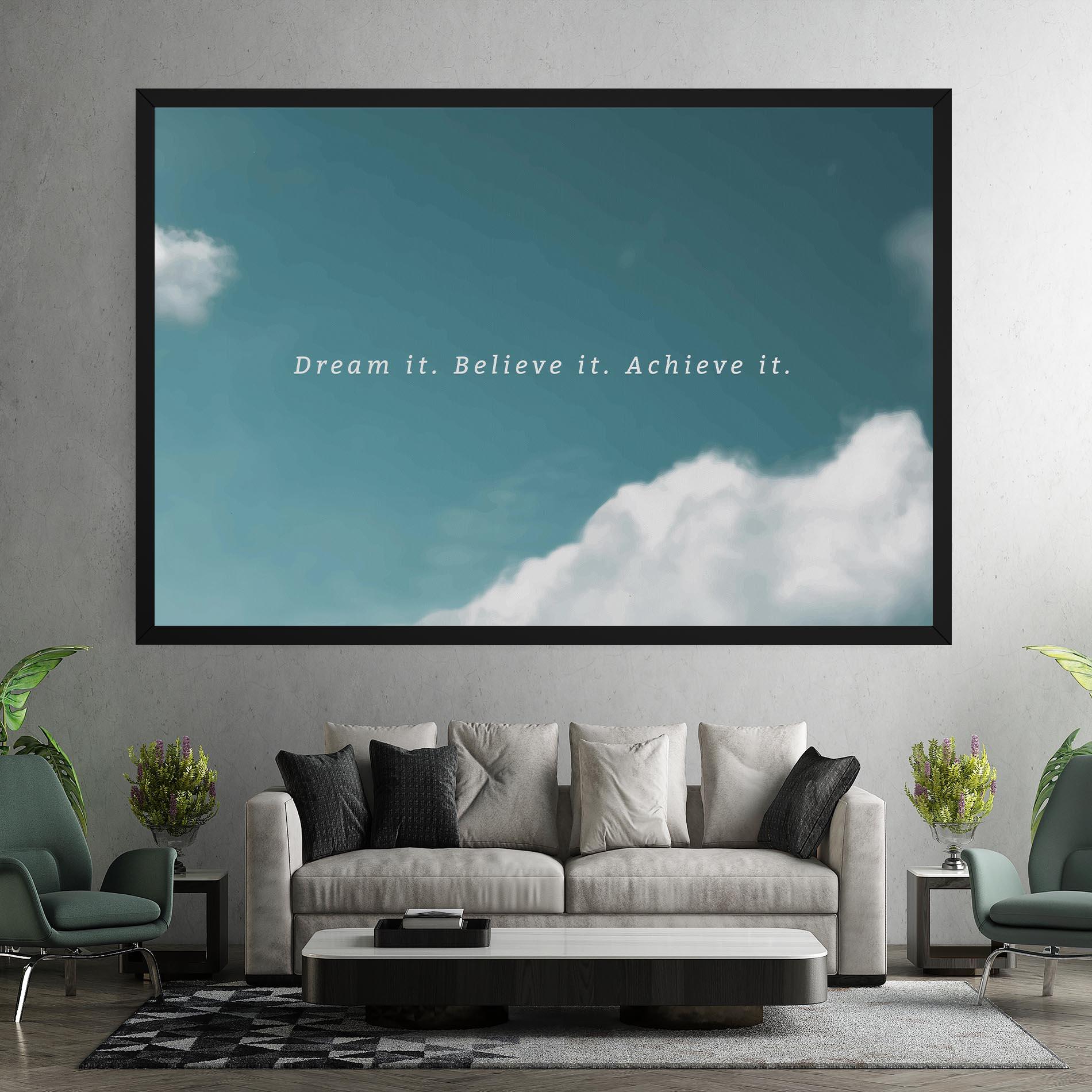 Картина на платно Clouds Text Green mockup 7