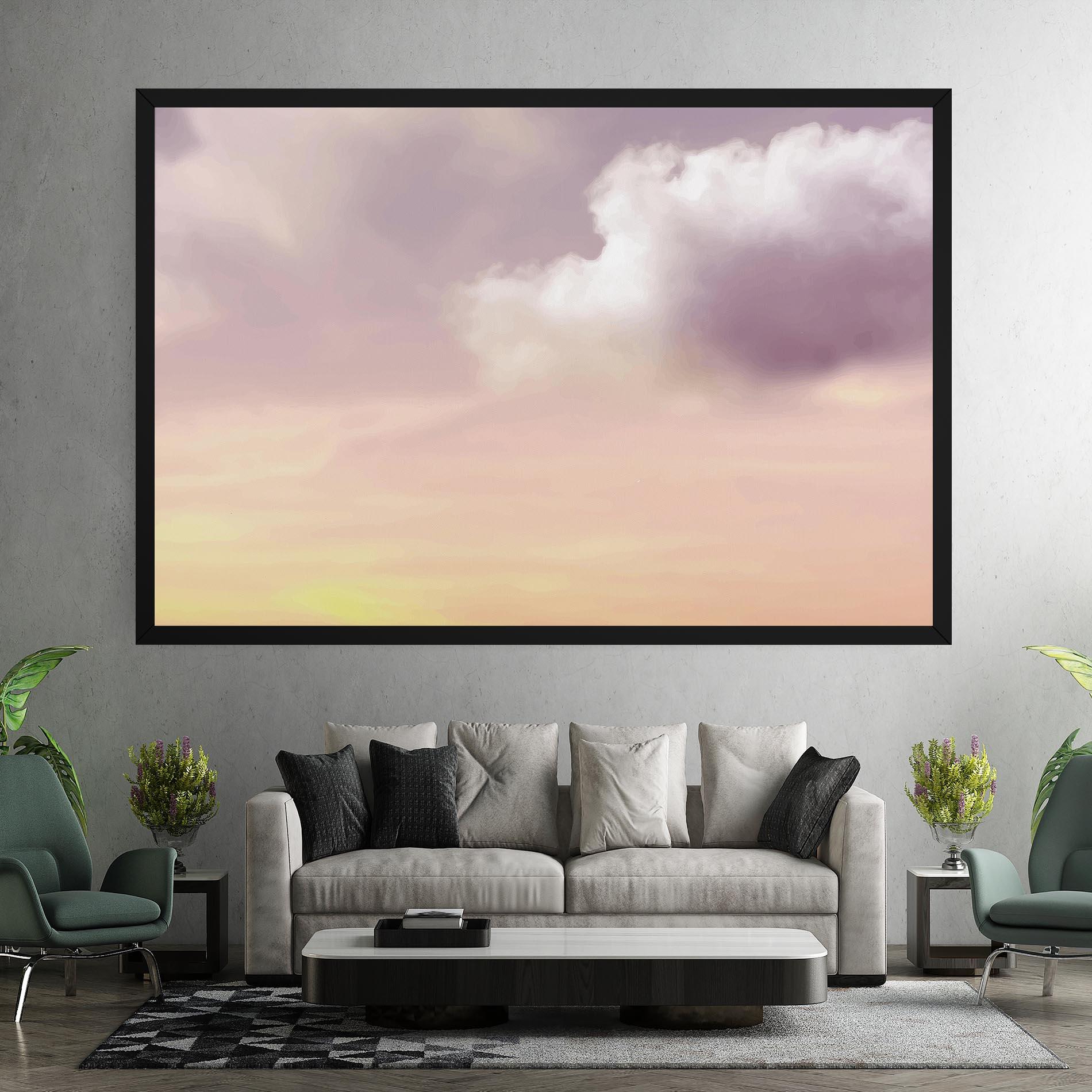 Картина на платно Clouds Watercolor Cream mockup 7