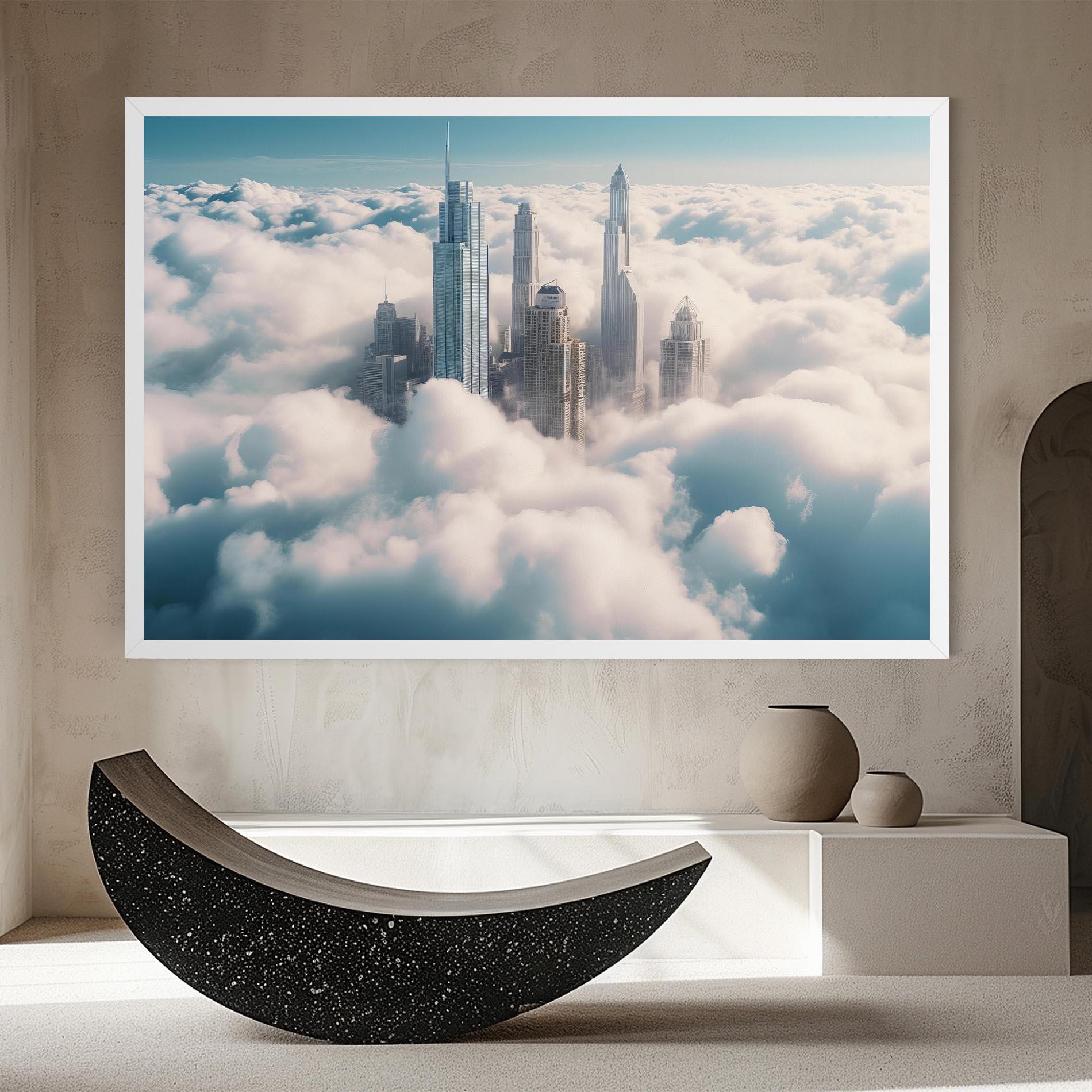 Картина на платно City Above Clouds mockup 8