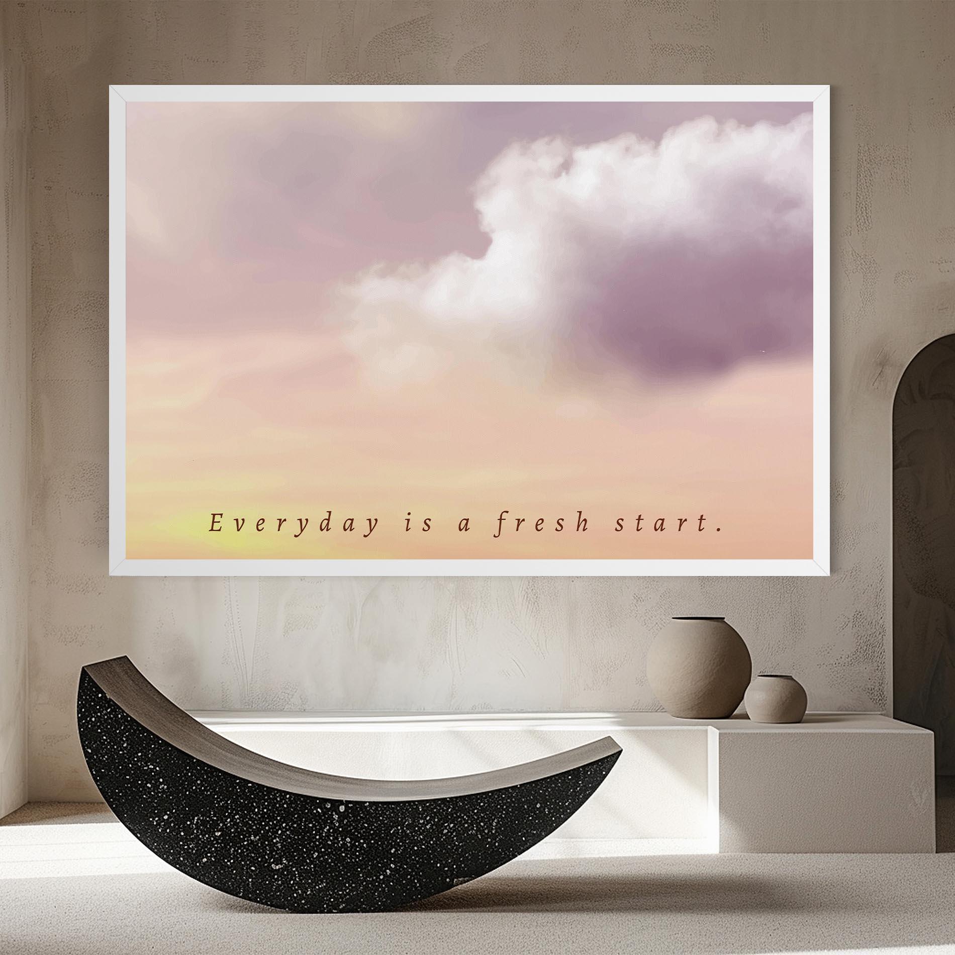 Картина на платно Clouds Text Cream mockup 8