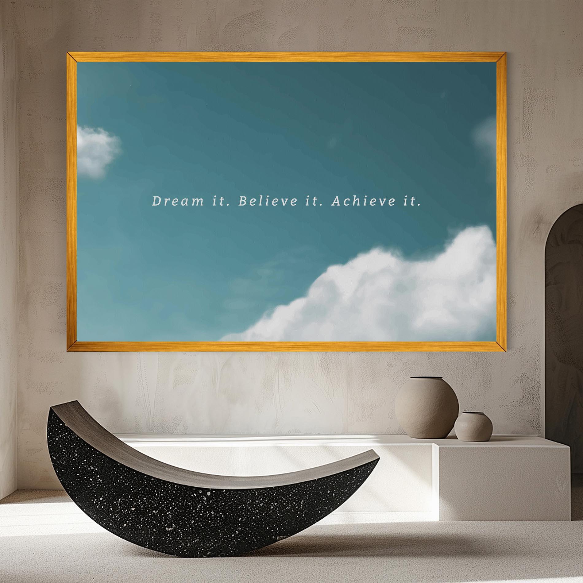 Картина на платно Clouds Text Green mockup 8