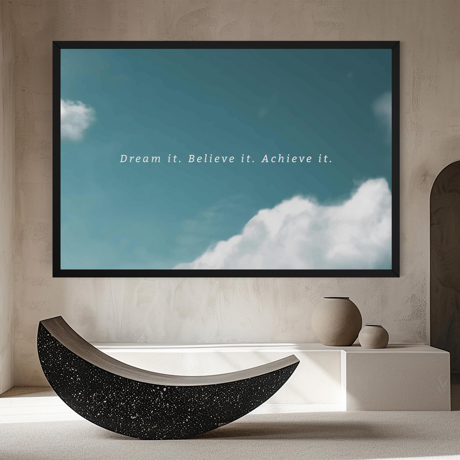 Картина на платно Clouds Text Green mockup 8