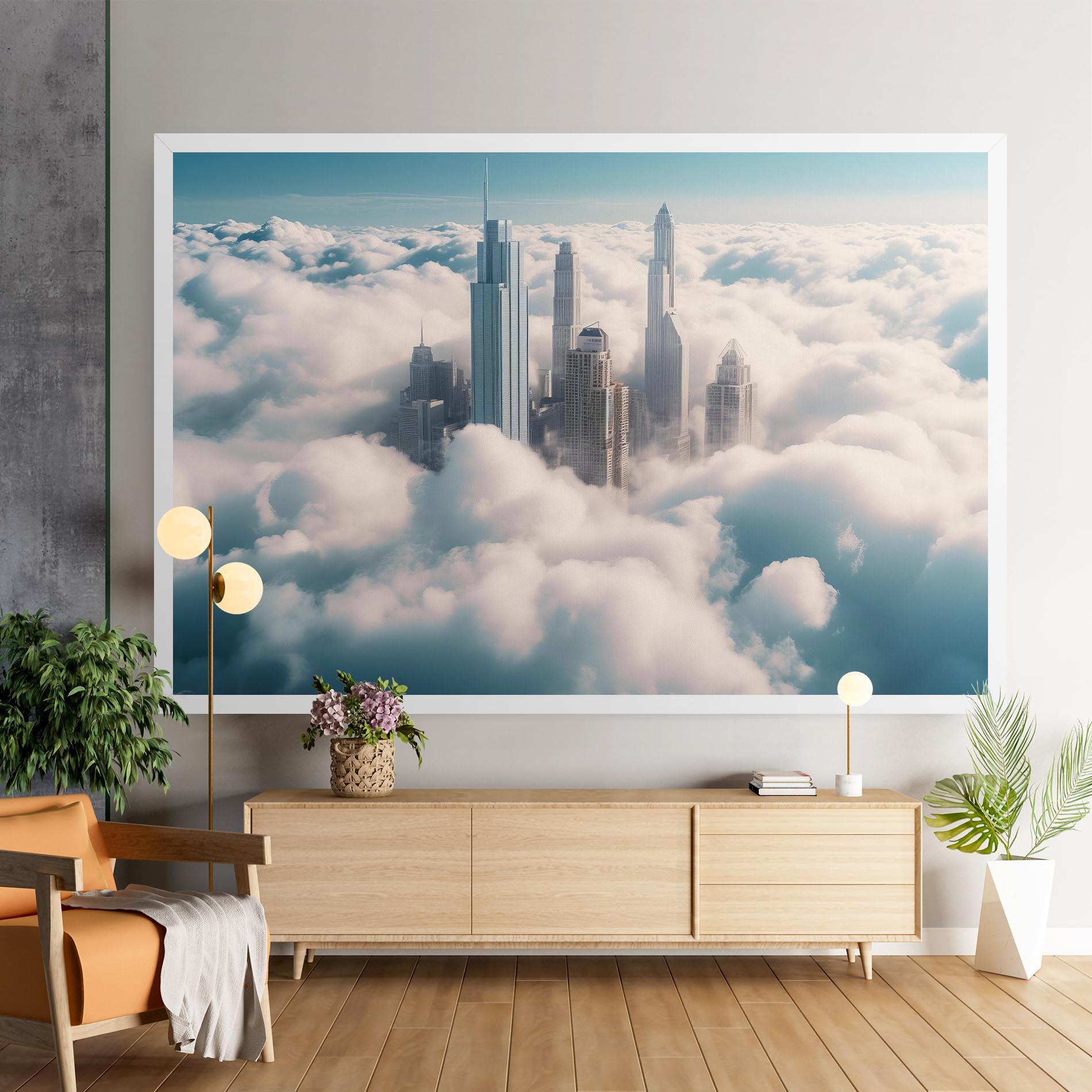 Картина на платно City Above Clouds mockup 9