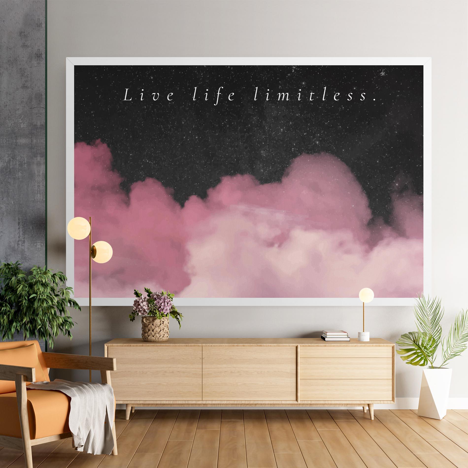 Картина на платно Clouds Text Pink mockup 9
