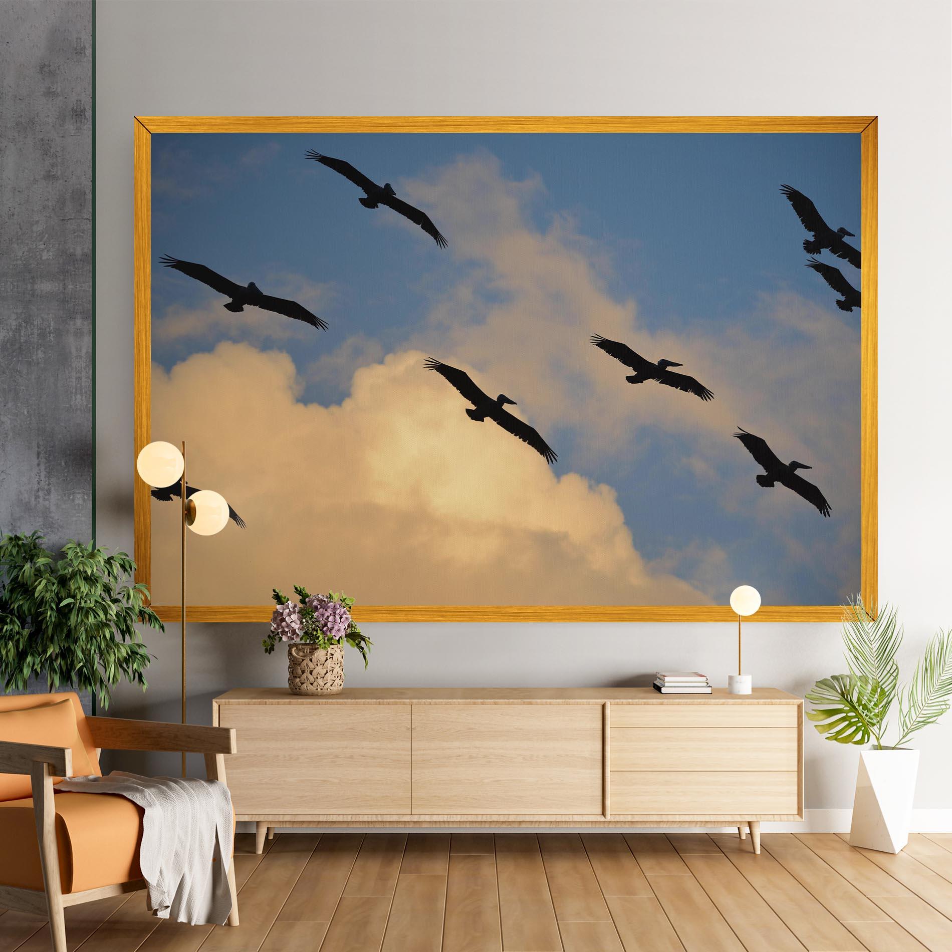 Картина на платно Bird Shilouette Cloud mockup 9