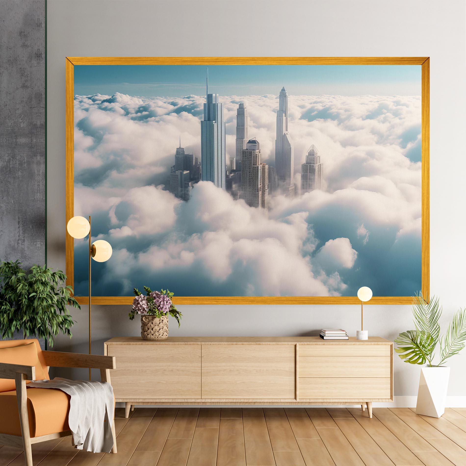 Картина на платно City Above Clouds mockup 9