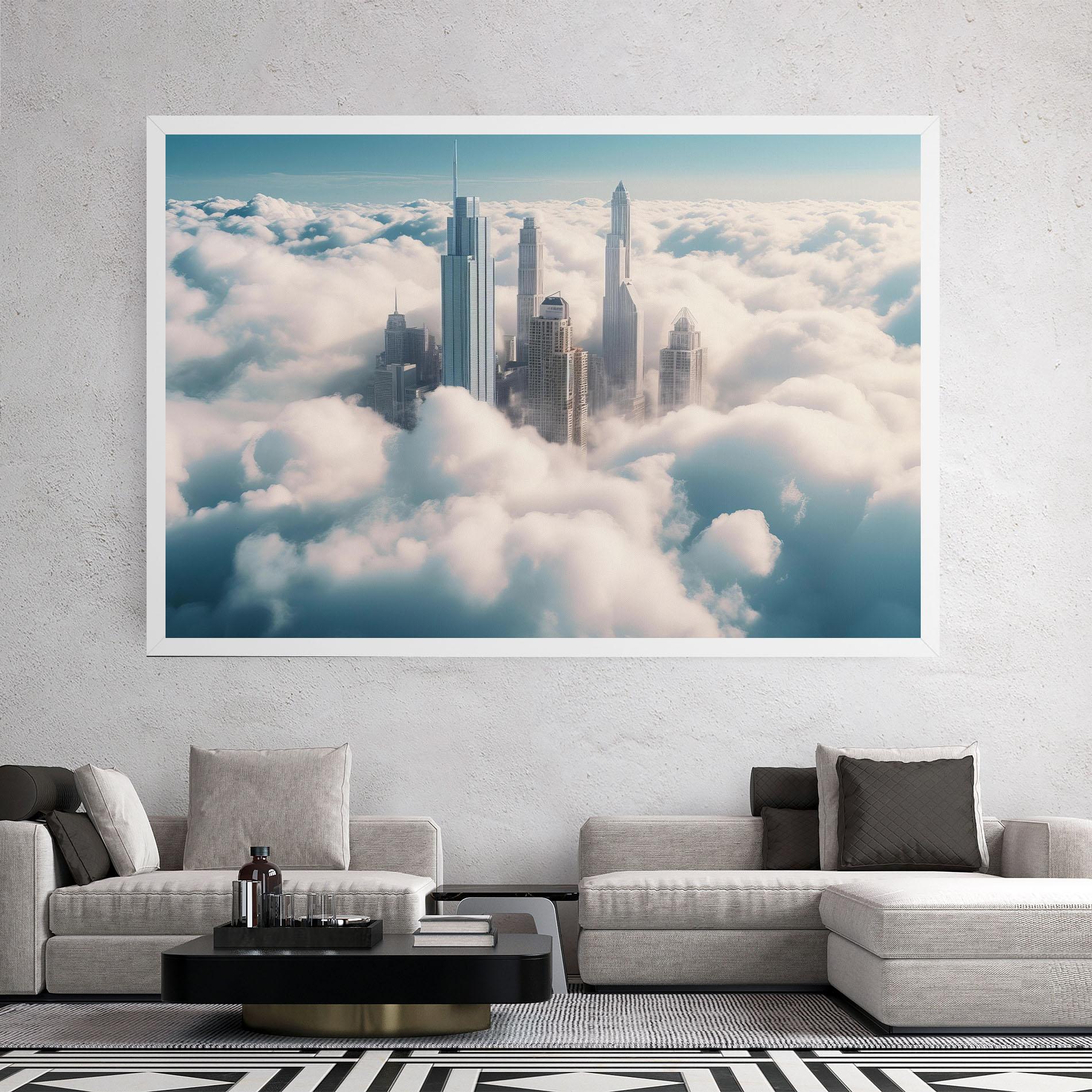 Картина на платно City Above Clouds mockup 2
