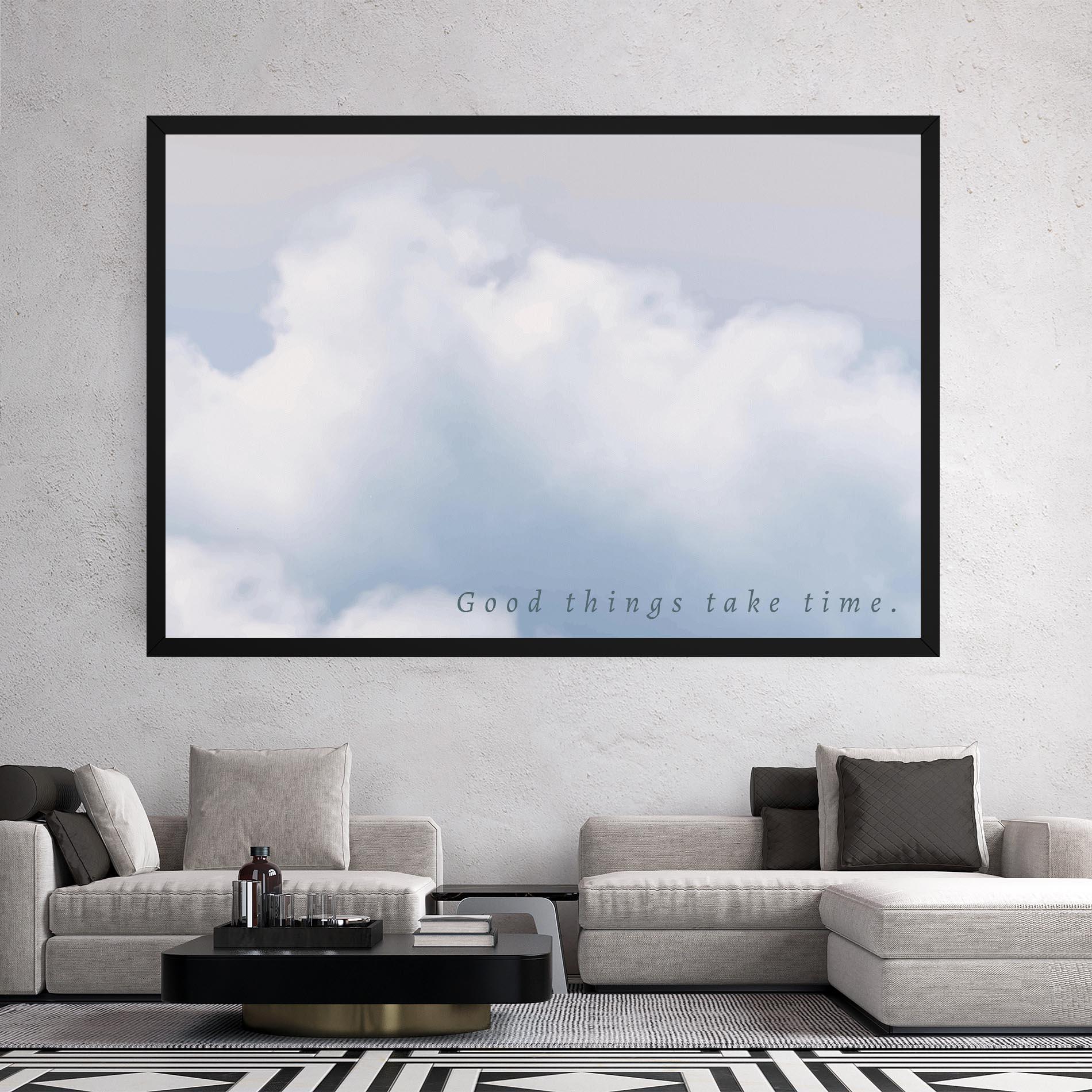 Картина на платно Clouds Text White mockup 2
