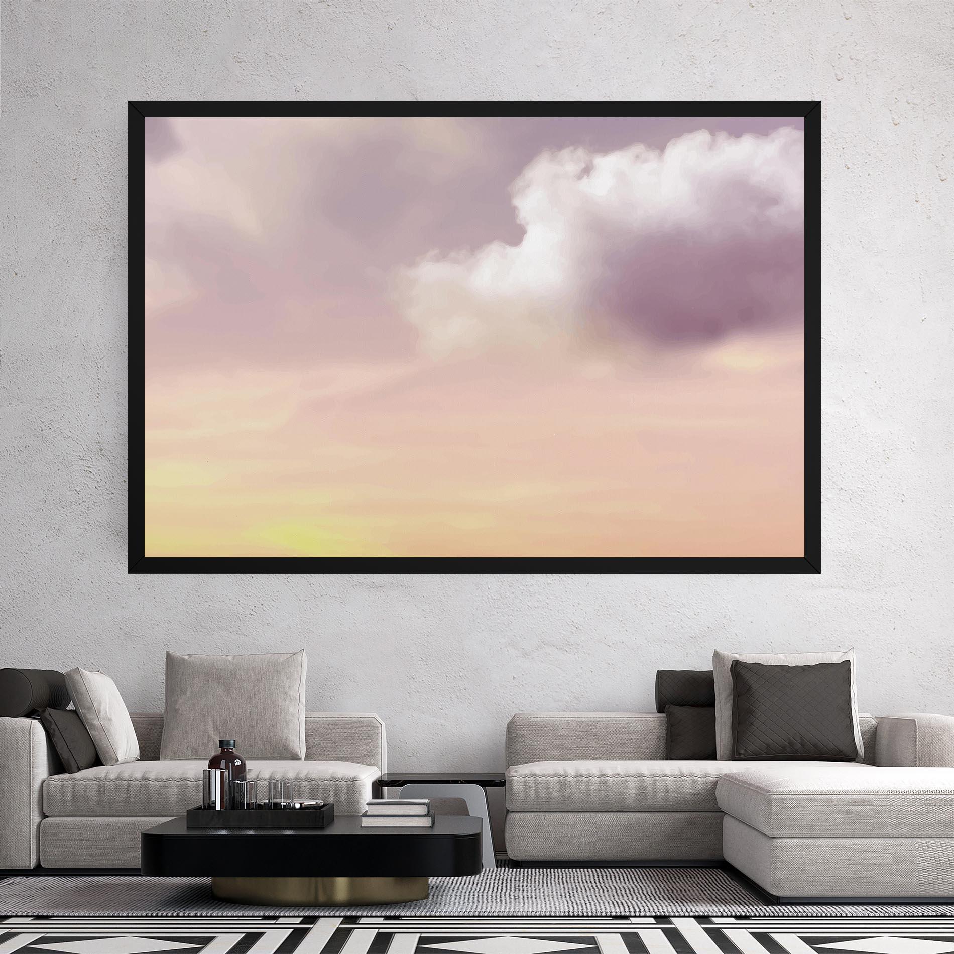 Картина на платно Clouds Watercolor Cream mockup 2