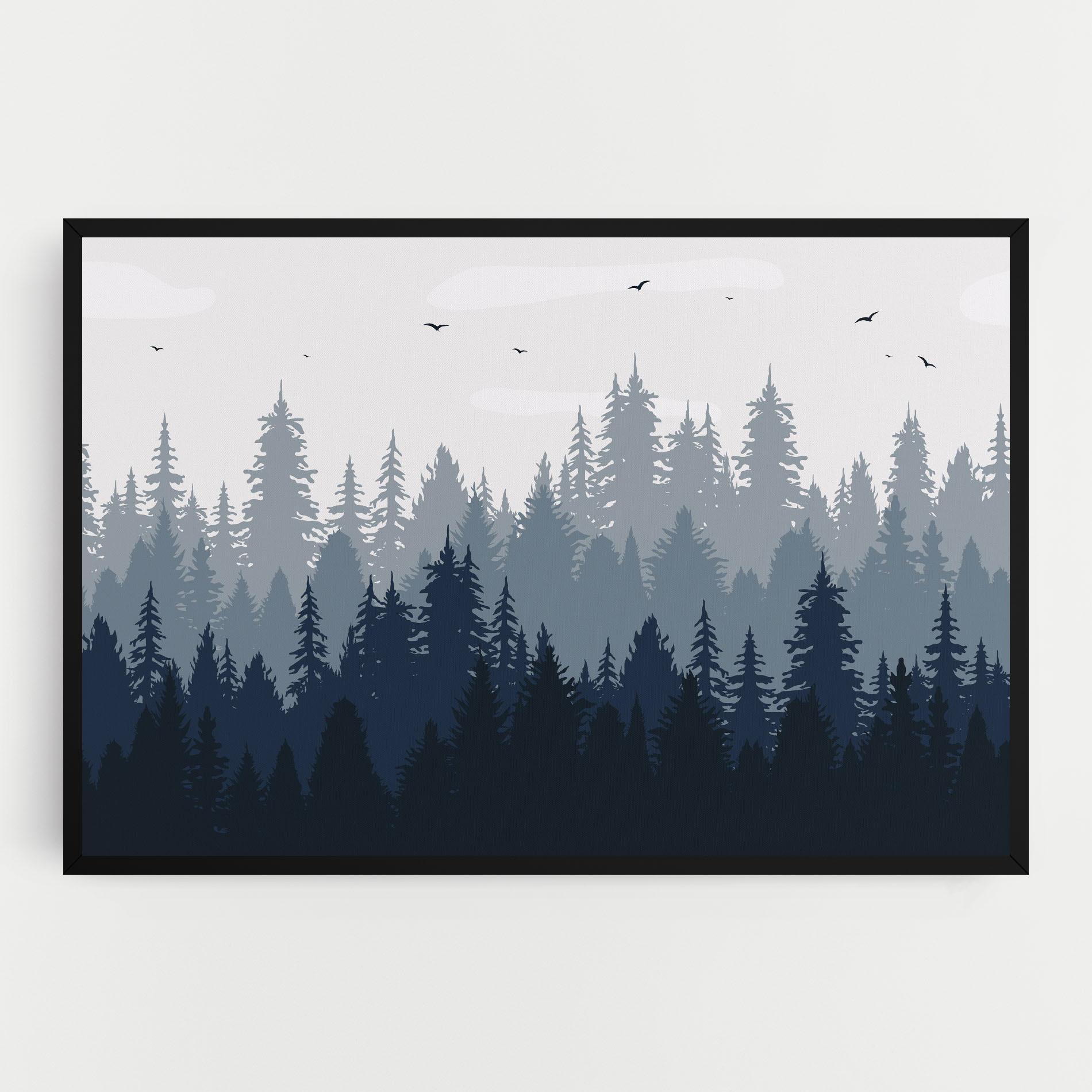Картина на платно Foggy Blue Forest mockup 0