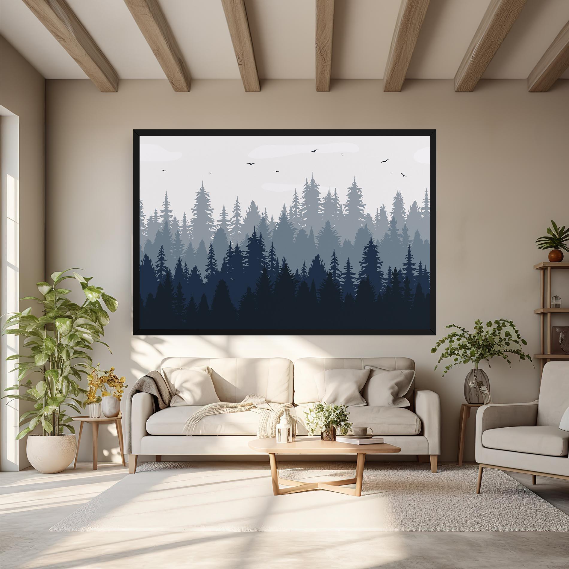 Картина на платно Foggy Blue Forest mockup 6