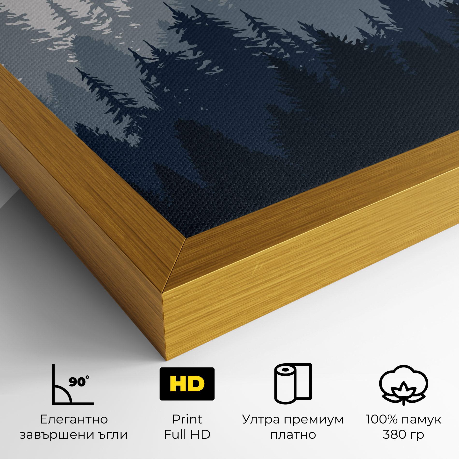 Картина на платно Foggy Blue Forest mockup 4