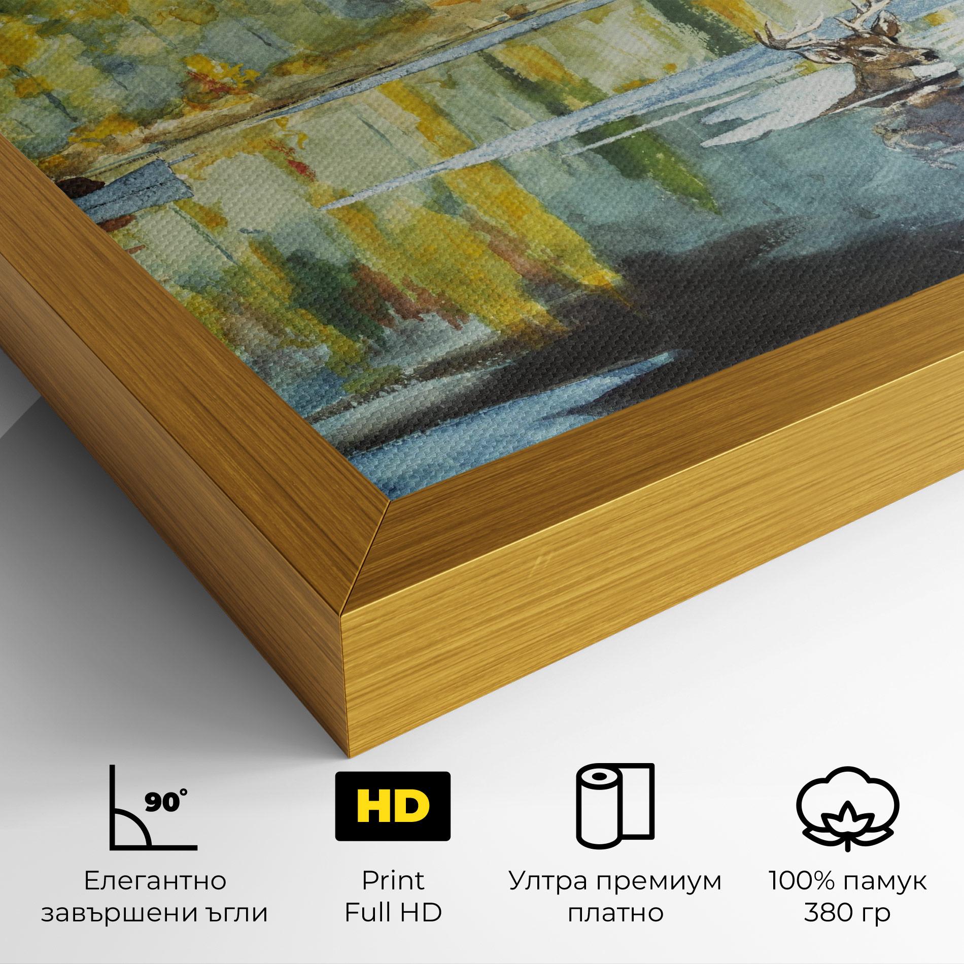 Картина на платно Trees Painting Lake mockup 4