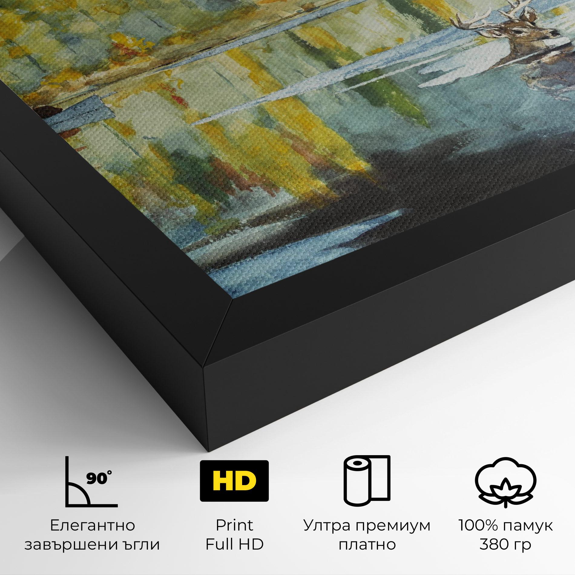 Картина на платно Trees Painting Lake mockup 4