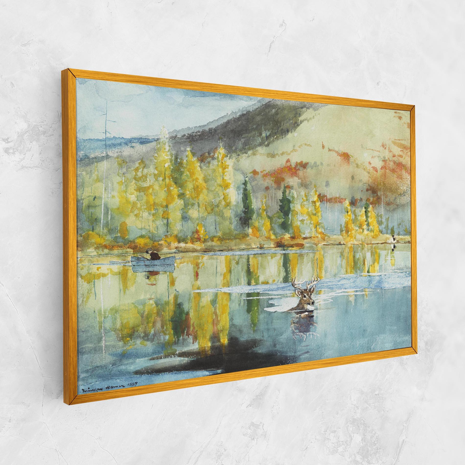 Картина на платно Trees Painting Lake mockup 1
