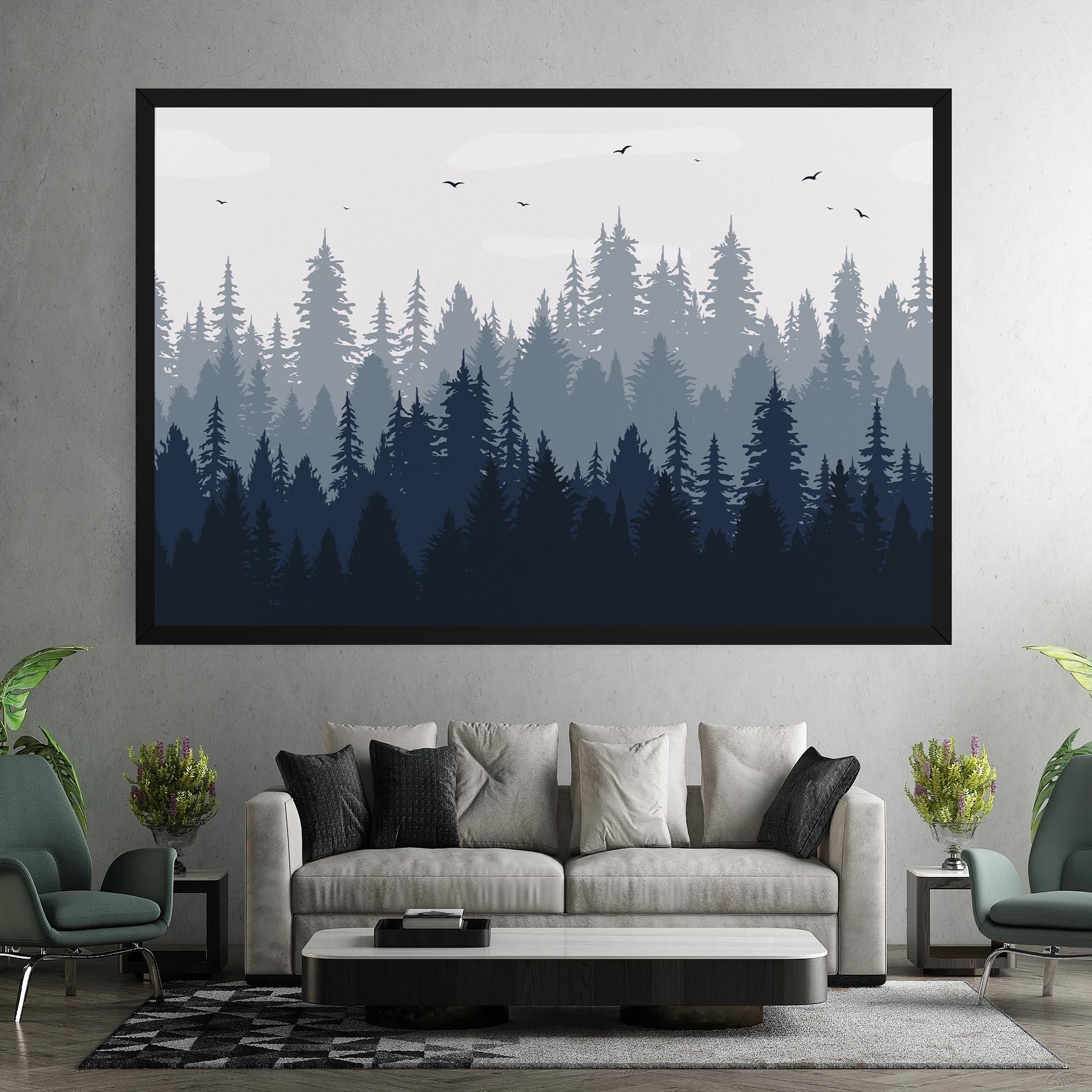 Картина на платно Foggy Blue Forest mockup 7