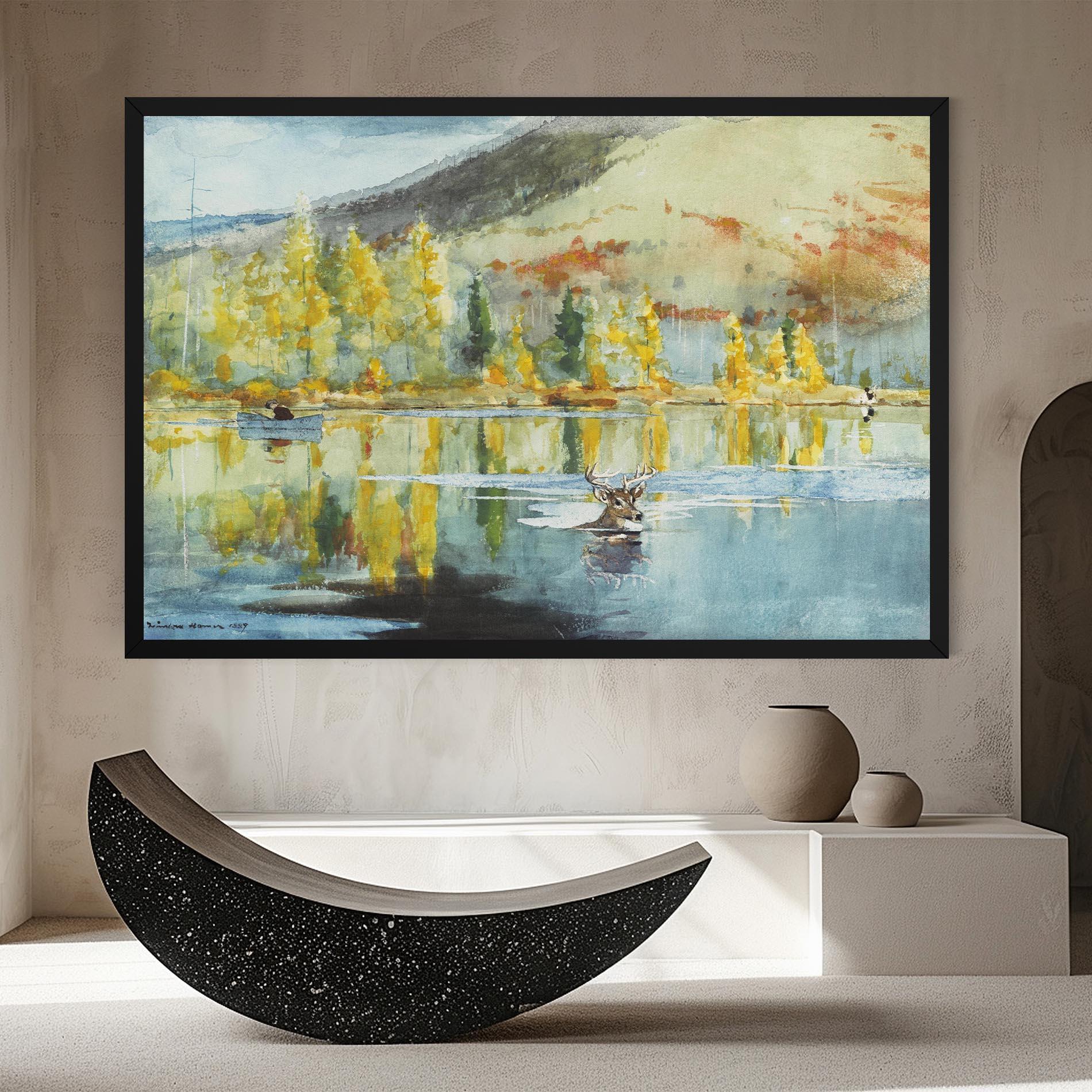 Картина на платно Trees Painting Lake mockup 8