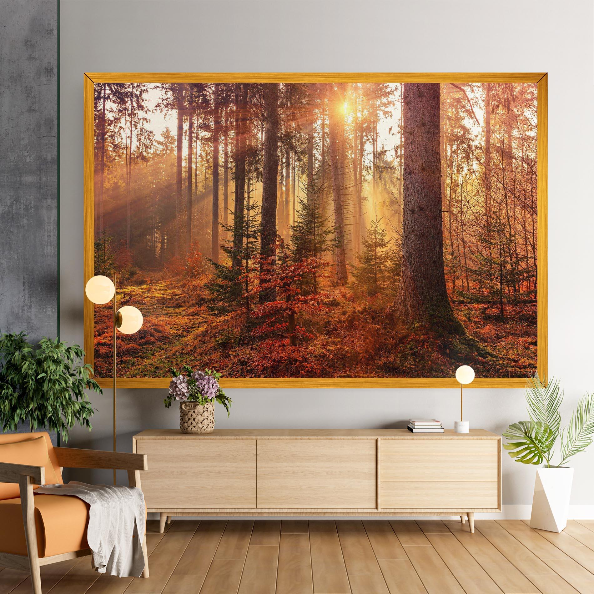 Картина на платно Orange Light Forest mockup 9