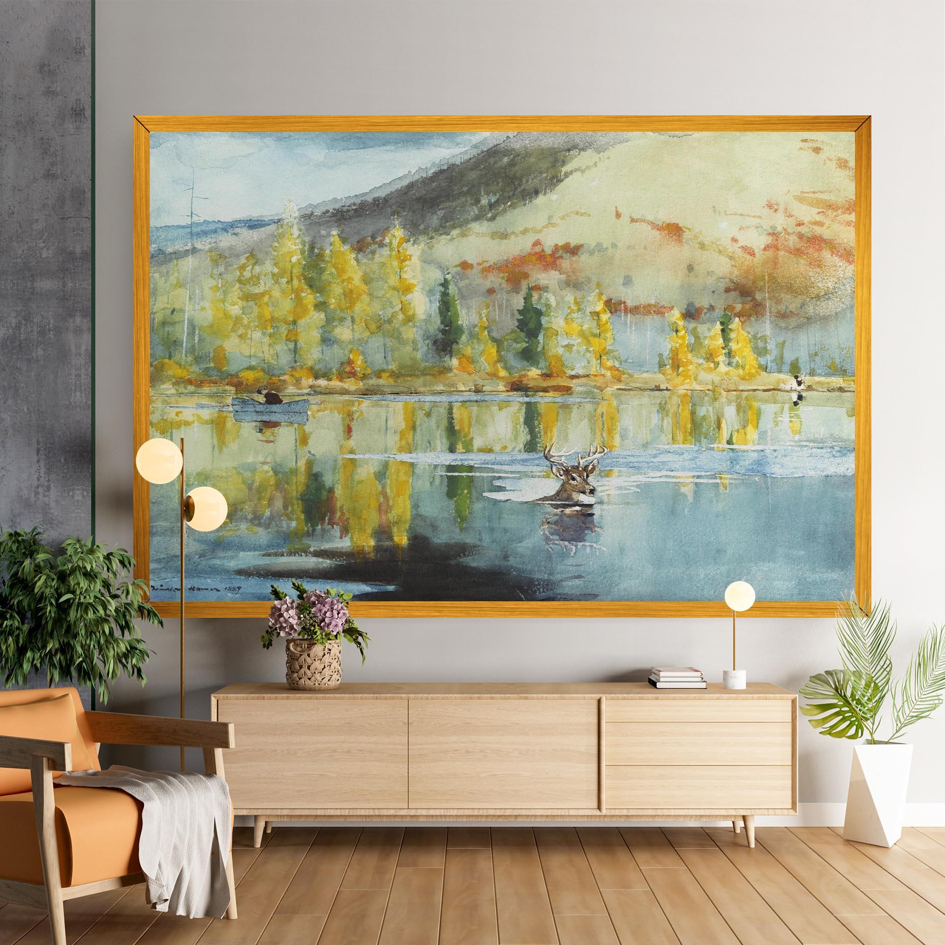 Картина на платно Trees Painting Lake mockup 9