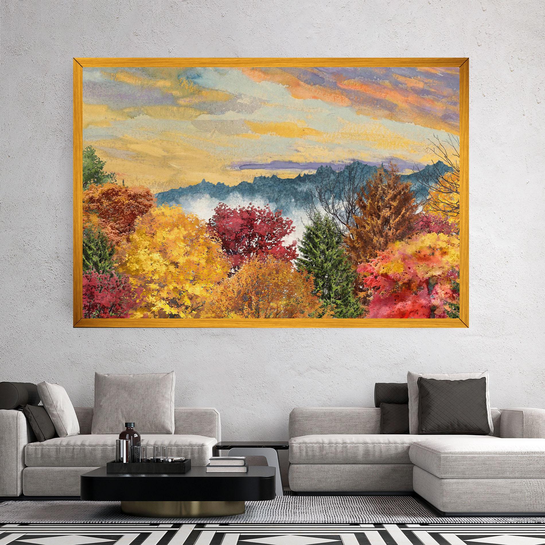 Картина на платно Mix Color Trees mockup 2