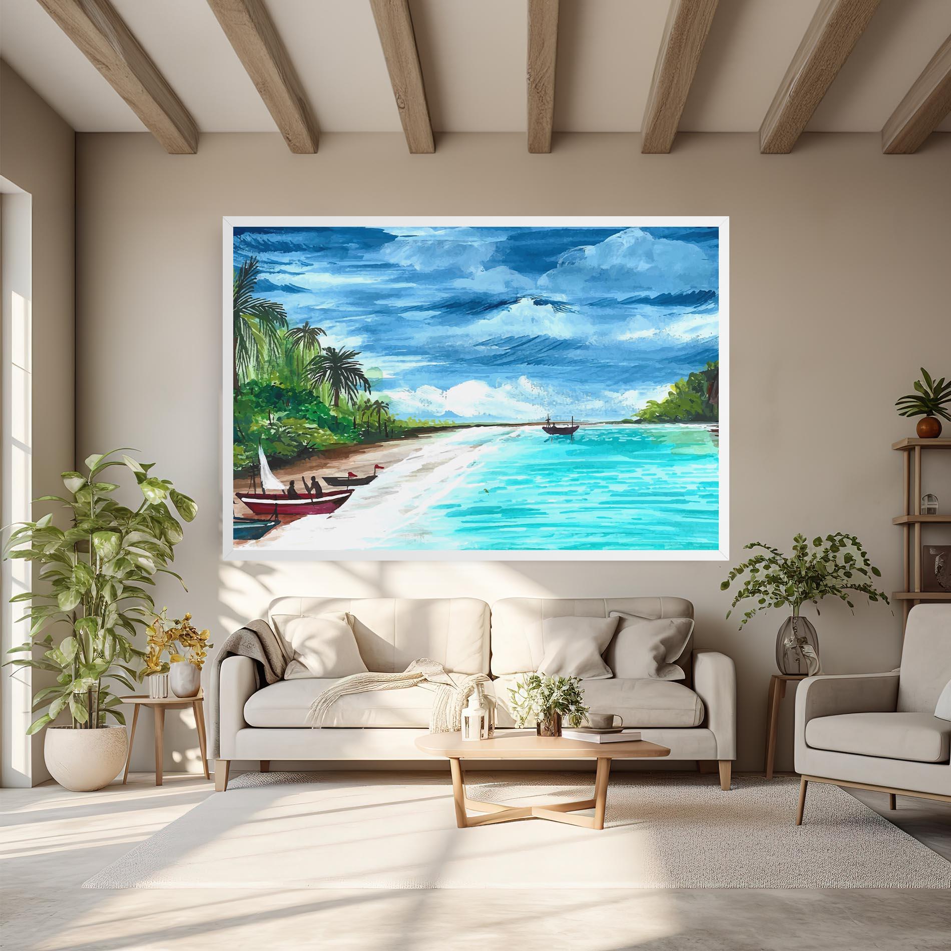 Картина на платно Beach Painting Art mockup 6