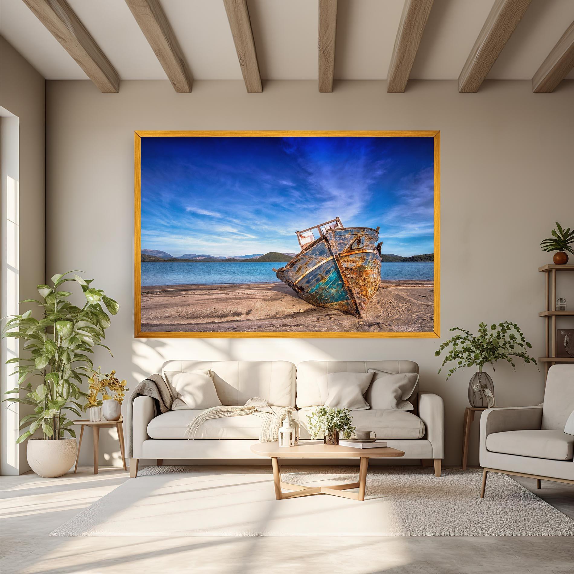 Картина на платно Boat Blue Sky mockup 6