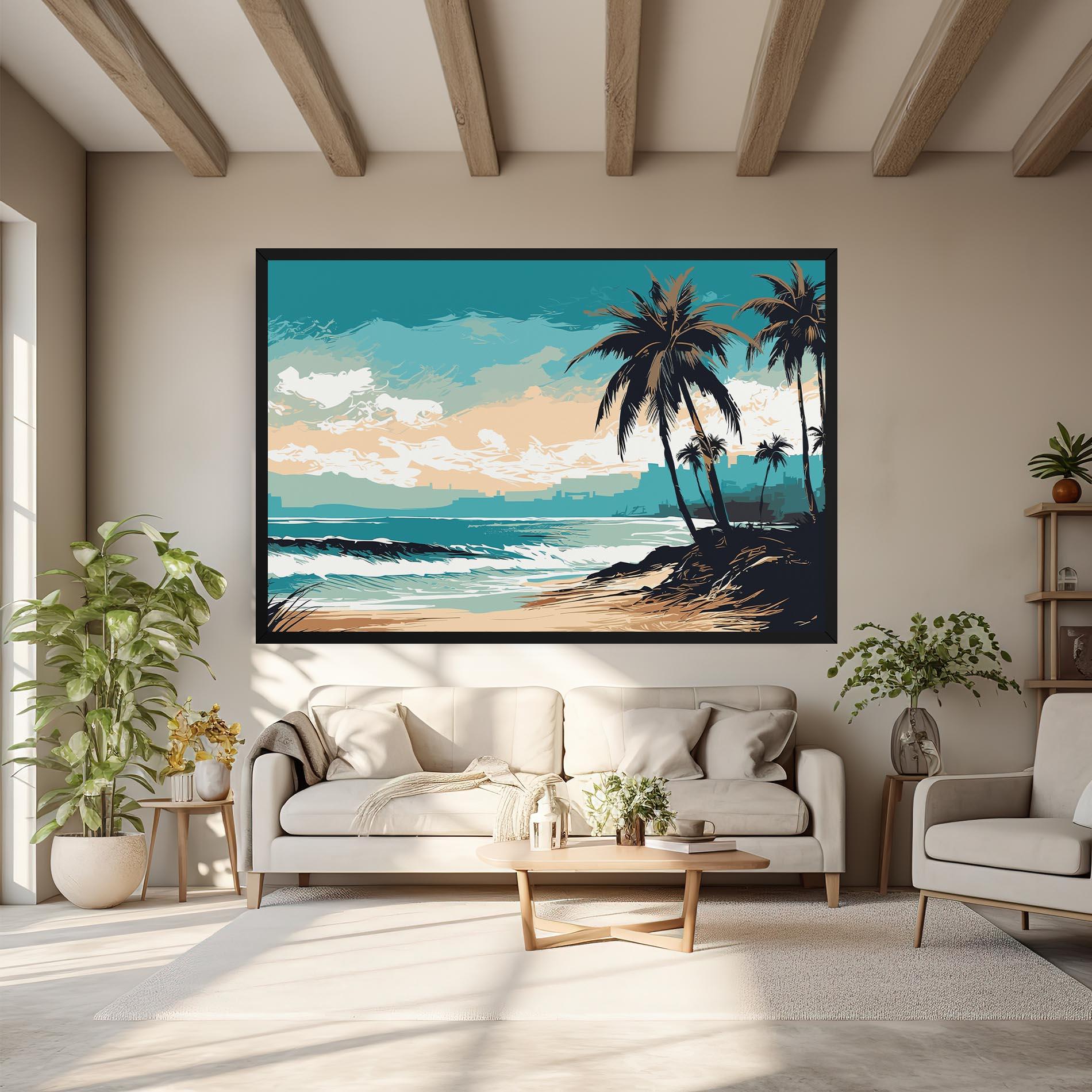 Картина на платно Cream Blue Beach mockup 6