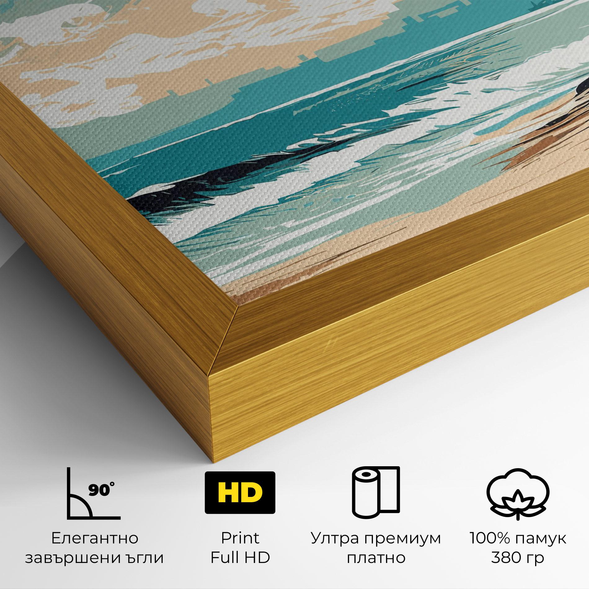 Картина на платно Cream Blue Beach mockup 4