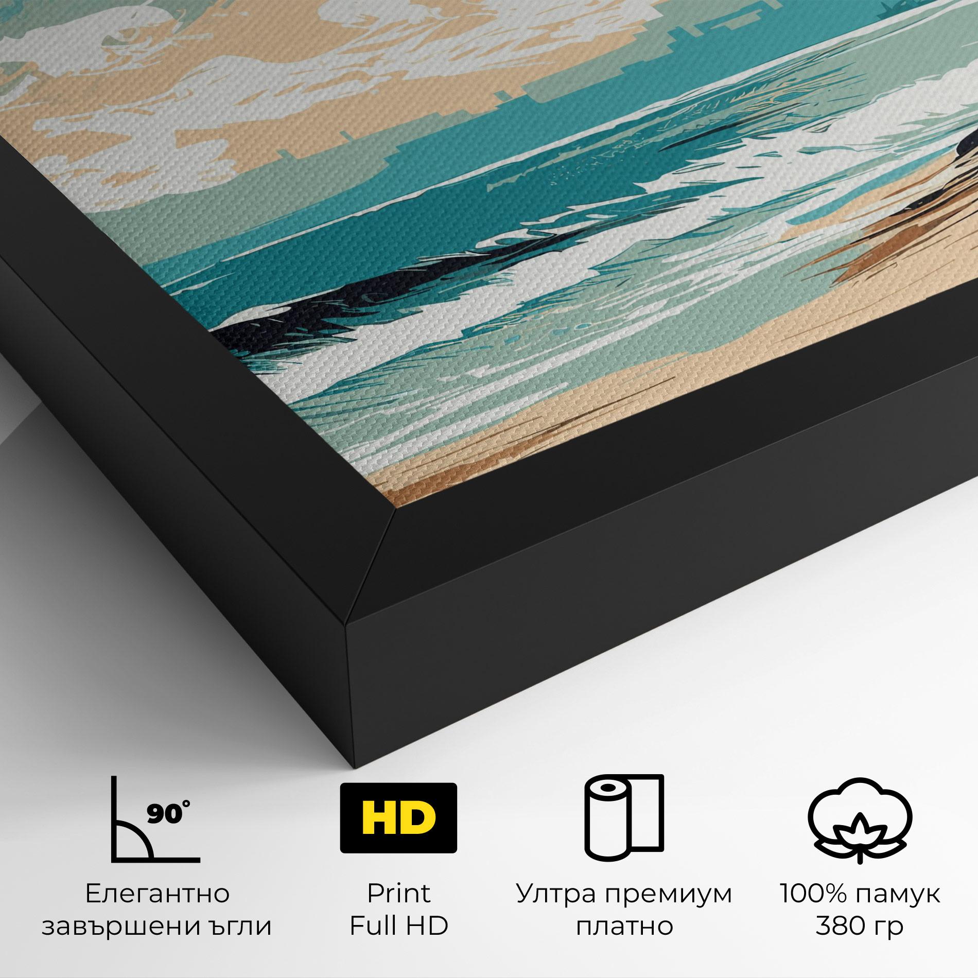 Картина на платно Cream Blue Beach mockup 4